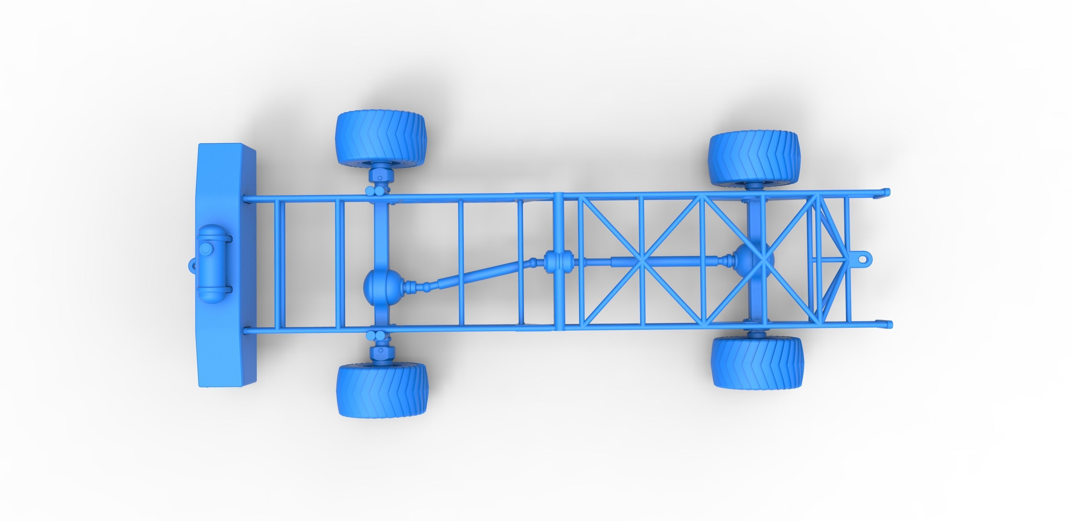 Chassis of 4wd pulling truck Scale 1 to 25 3D print model_22