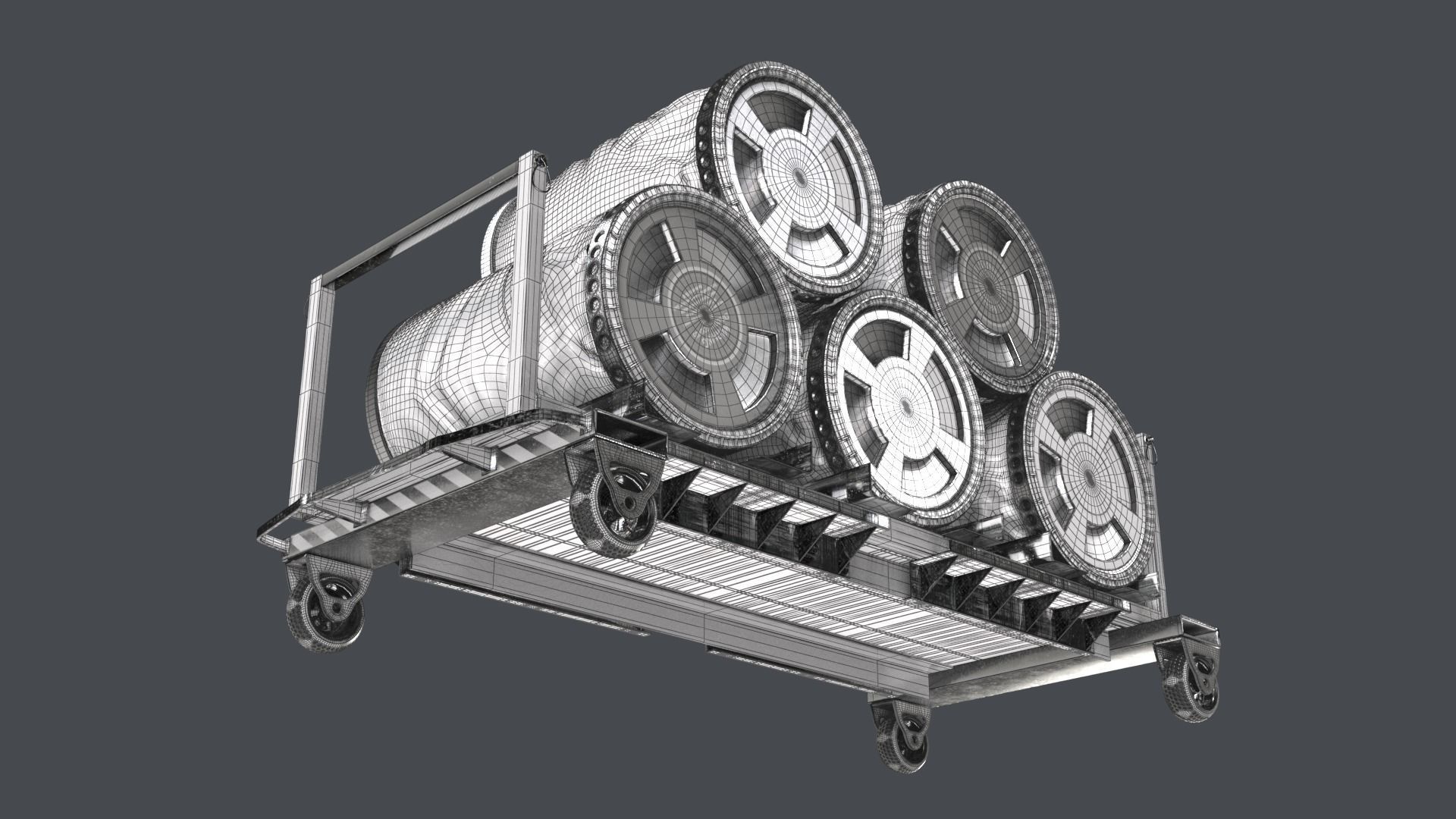SciFi loaded Barrel Trolley 3D model_12
