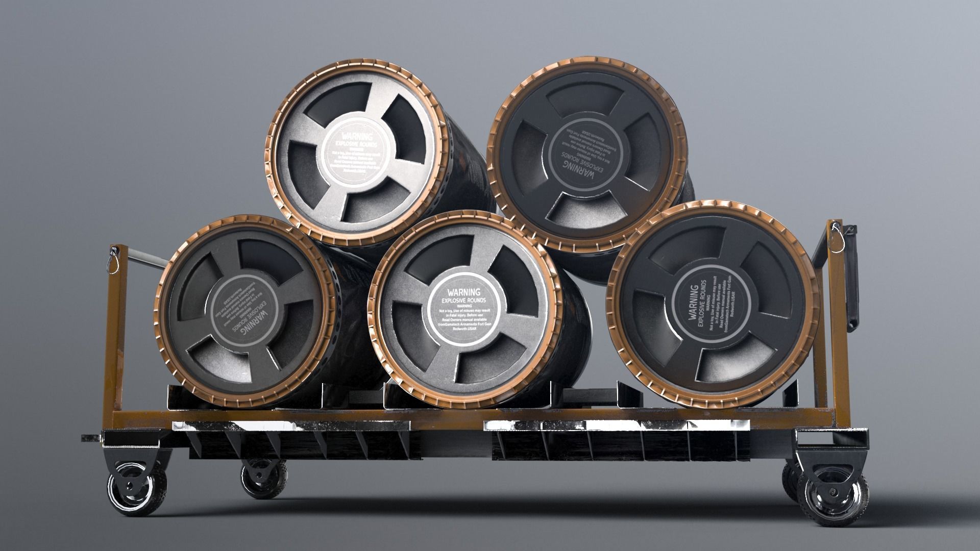 SciFi loaded Barrel Trolley 3D model_6