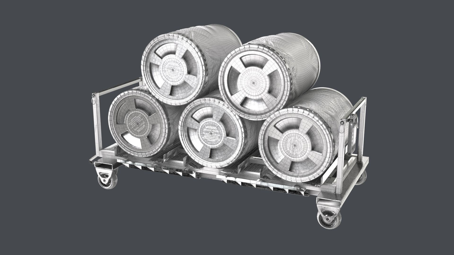 SciFi loaded Barrel Trolley 3D model_9