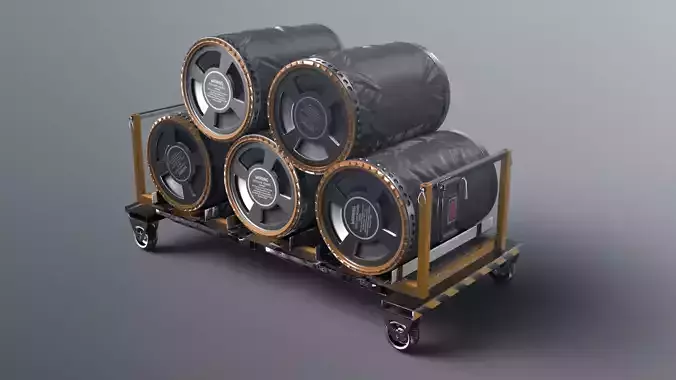 SciFi loaded Barrel Trolley 3D model SciFi loaded Barrel Trolley 3D model