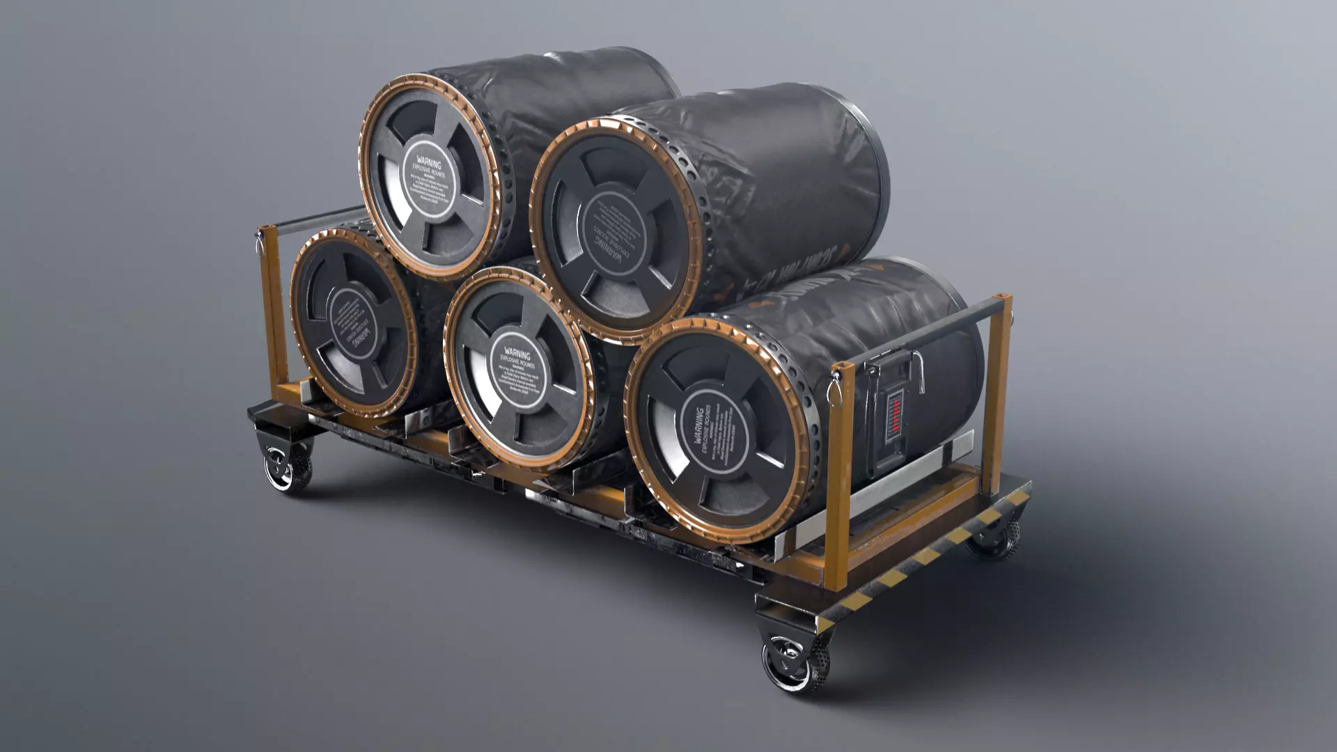 SciFi loaded Barrel Trolley 3D model_0