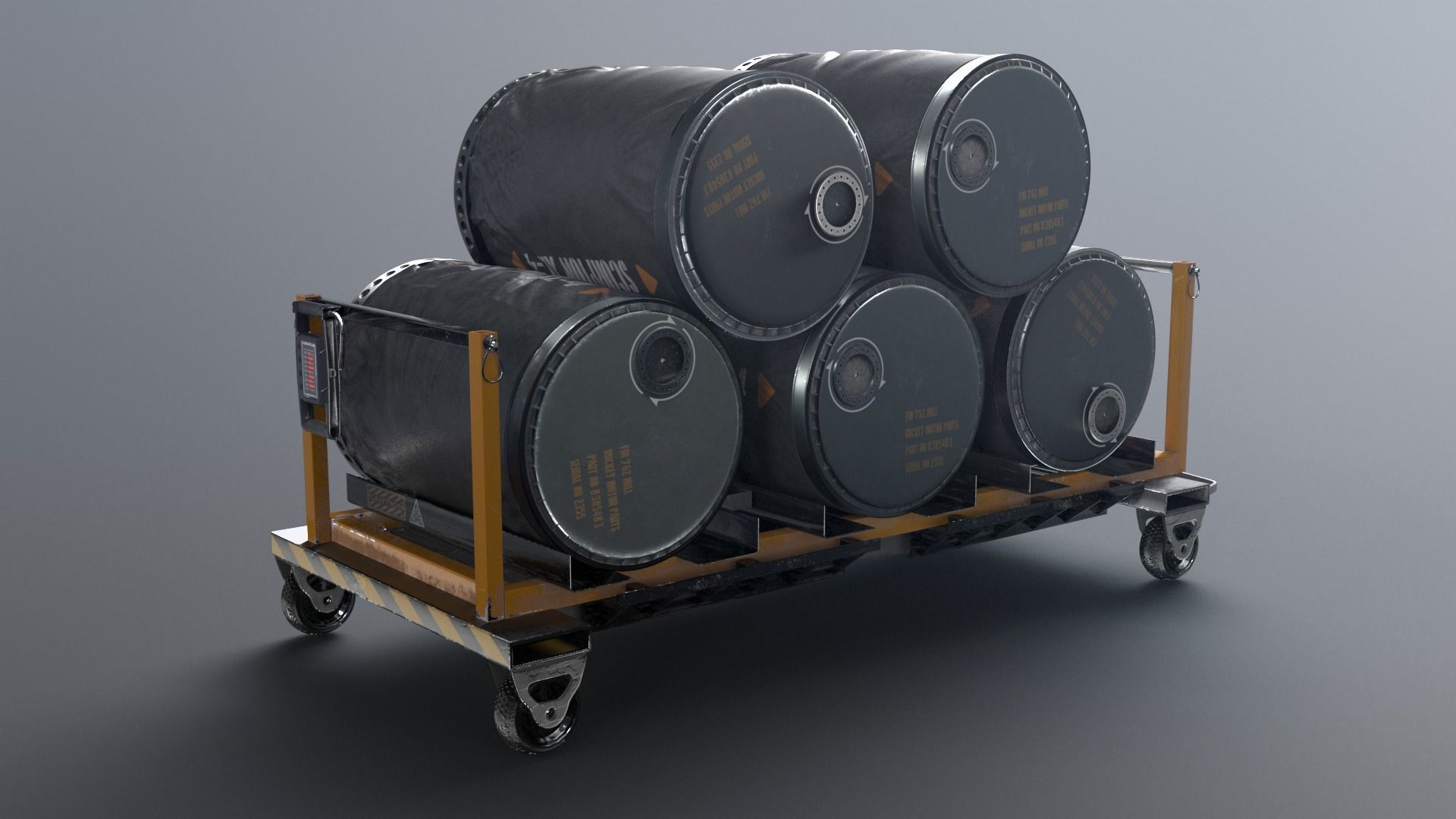 SciFi loaded Barrel Trolley 3D model_3