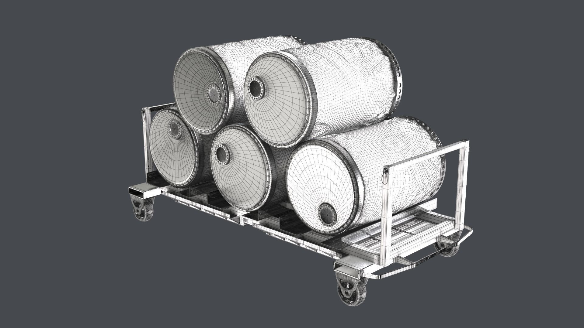 SciFi loaded Barrel Trolley 3D model_10