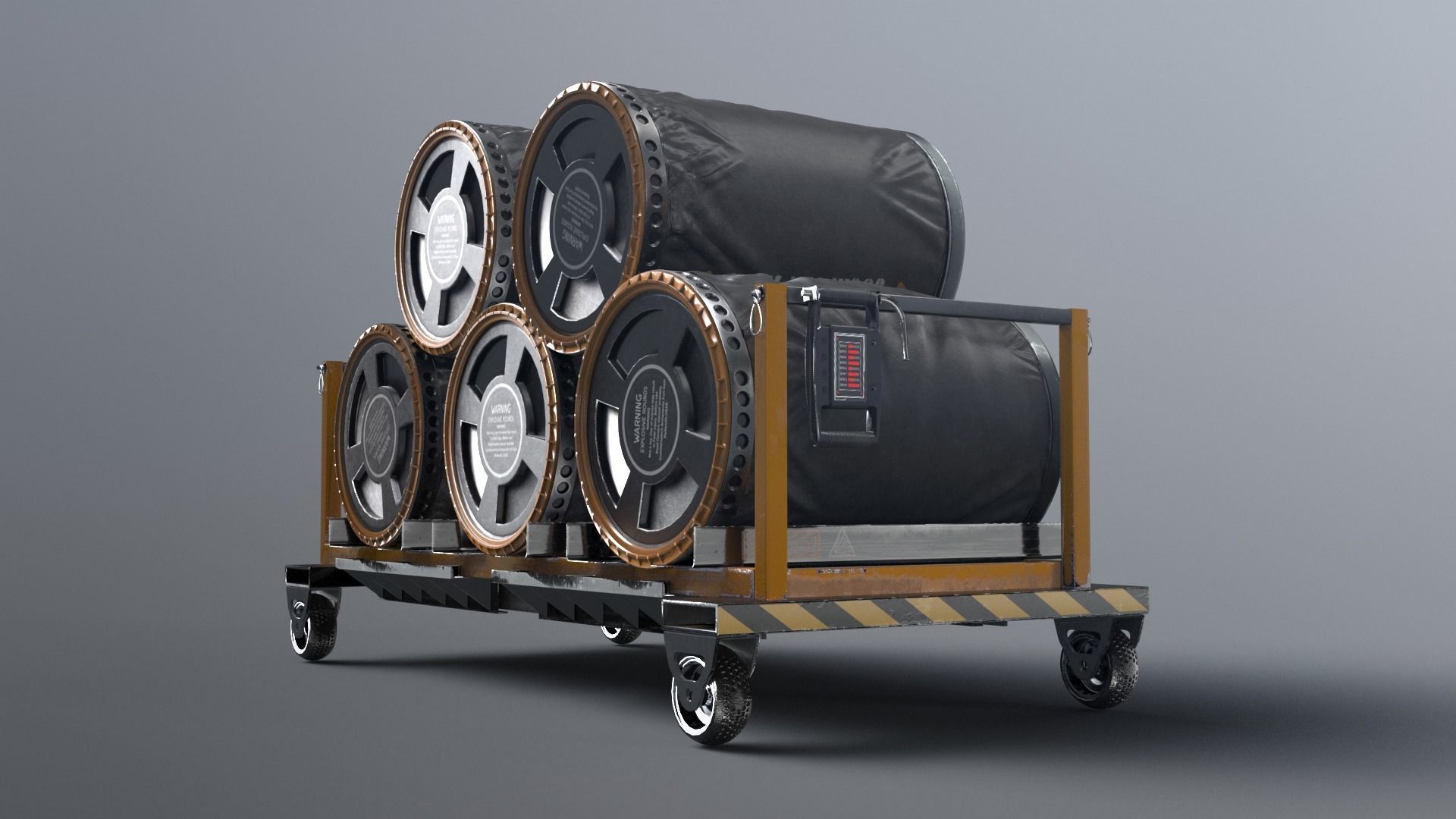 SciFi loaded Barrel Trolley 3D model_4