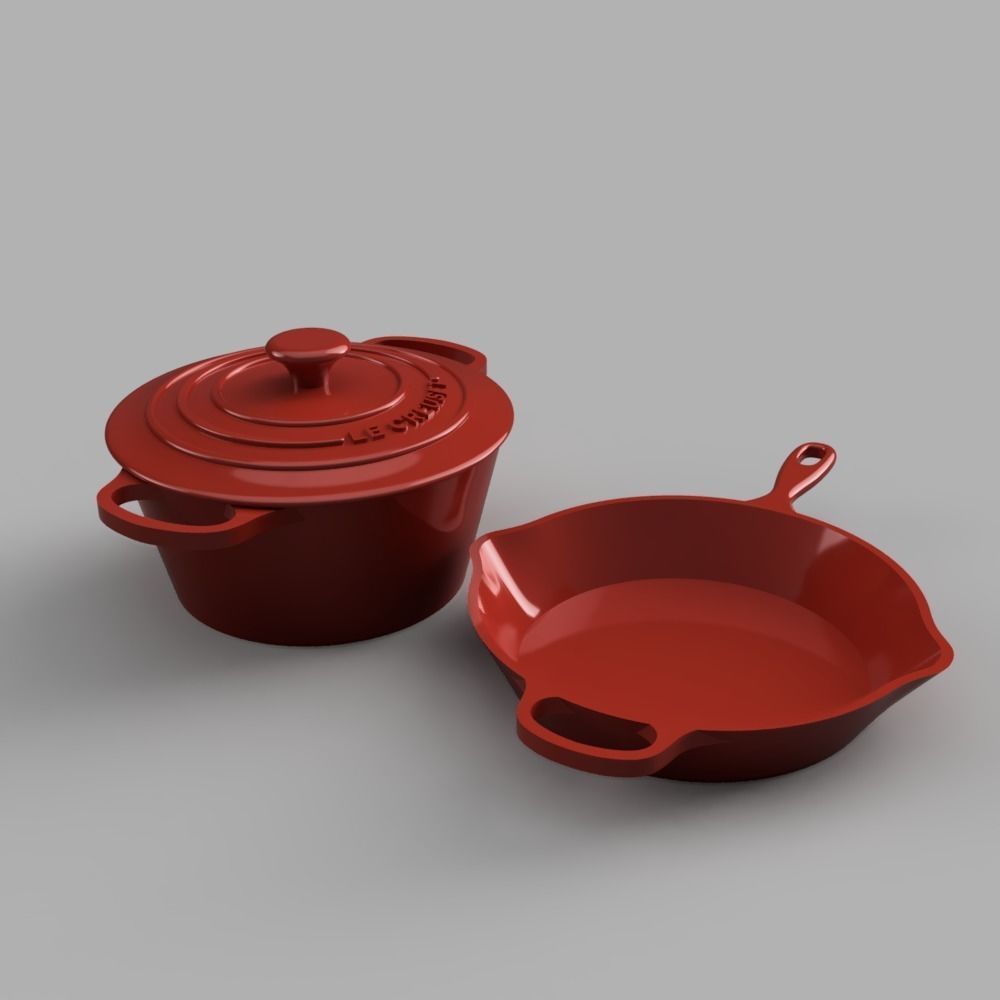 Le Creuset Casserol and Skillet 3D print model_2
