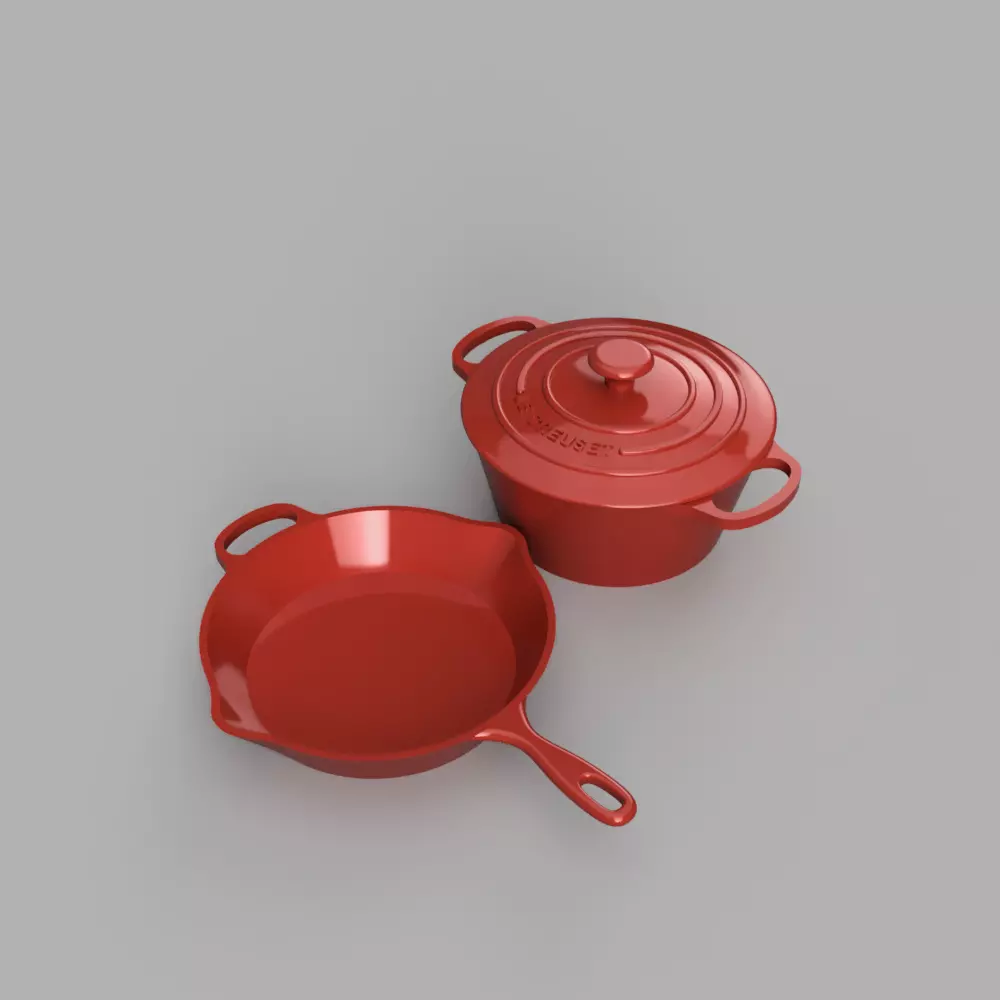Le Creuset Casserol and Skillet 3D print model_0