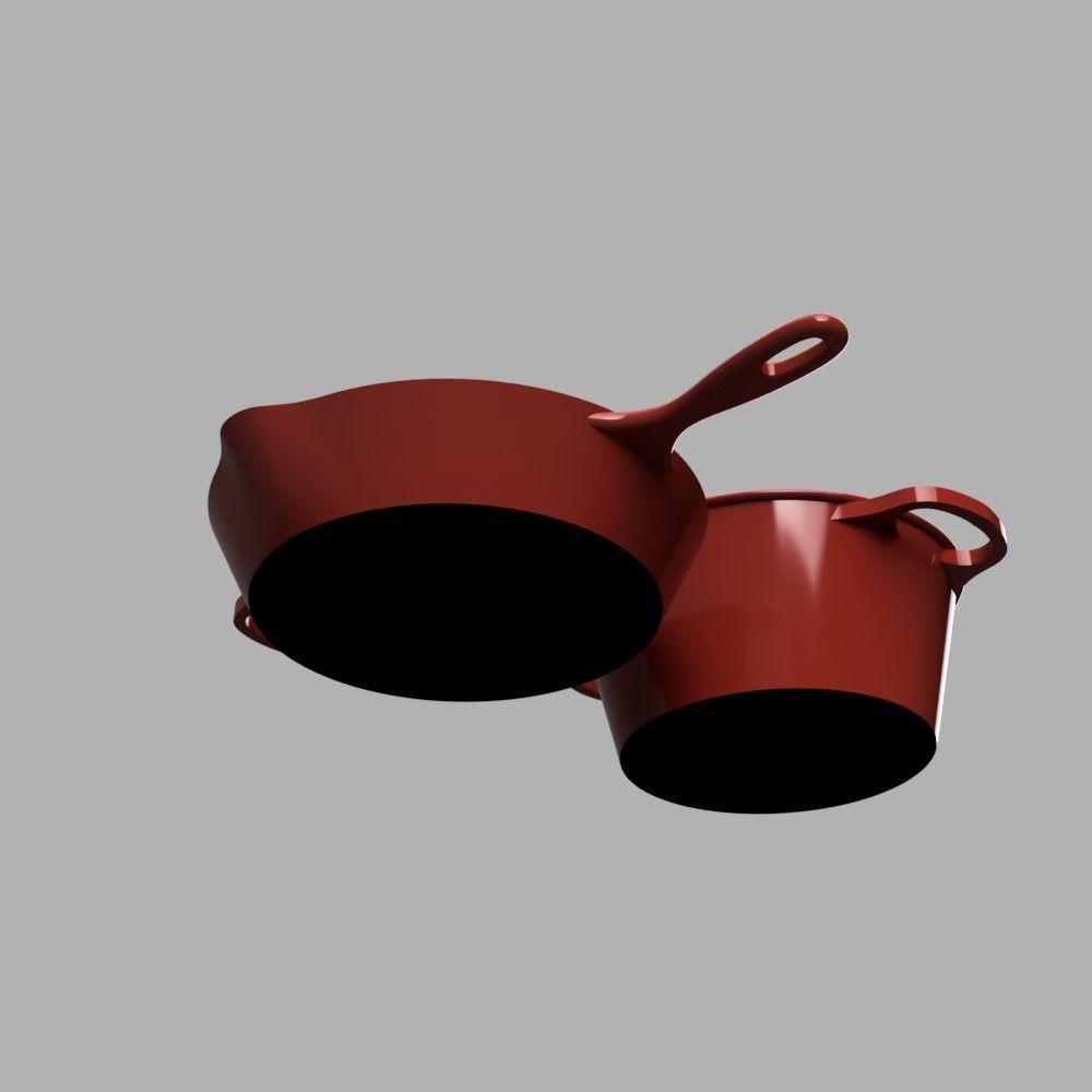 Le Creuset Casserol and Skillet 3D print model_1