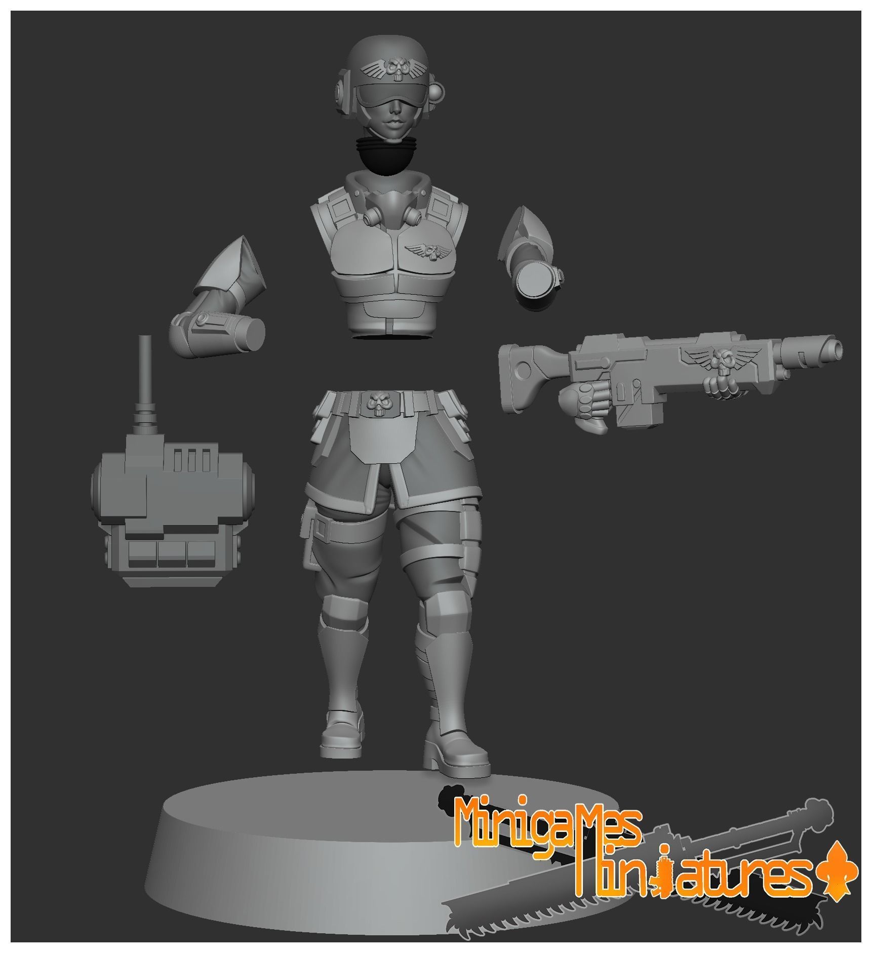 Imperial guardsmen anime figurines 3D print model_5