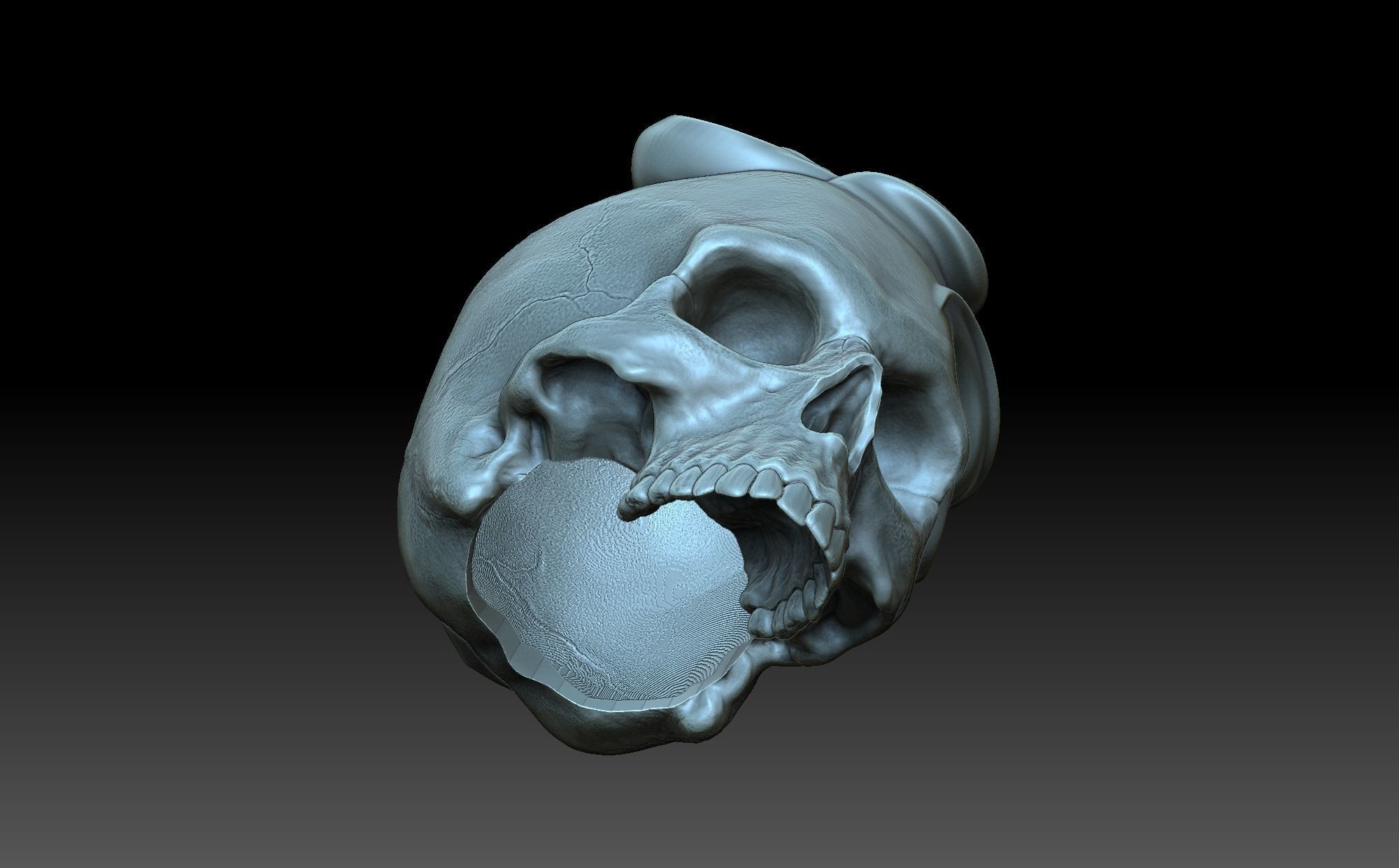 Skull with a rose 3D print model_6