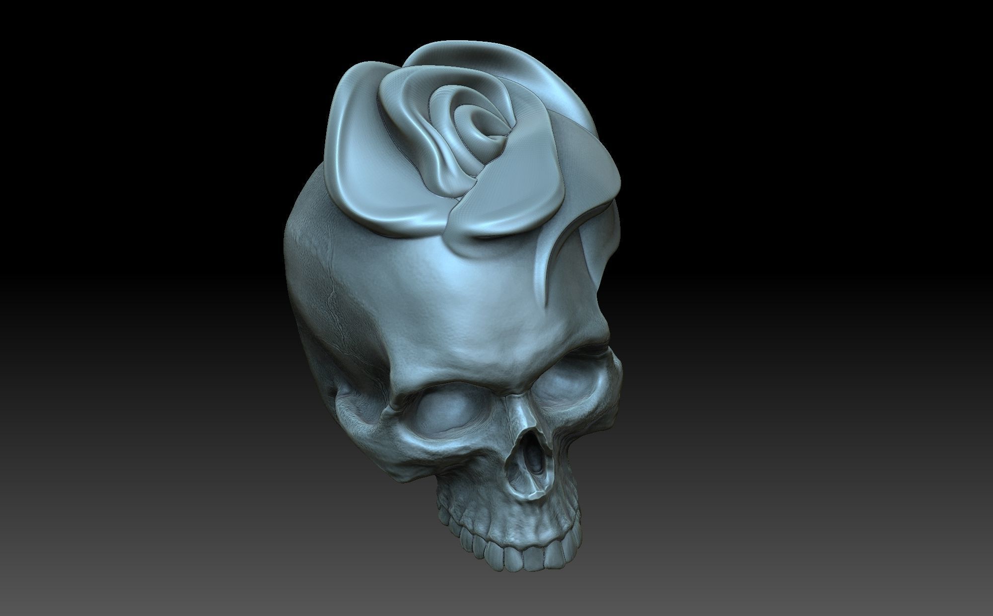 Skull with a rose 3D print model_8