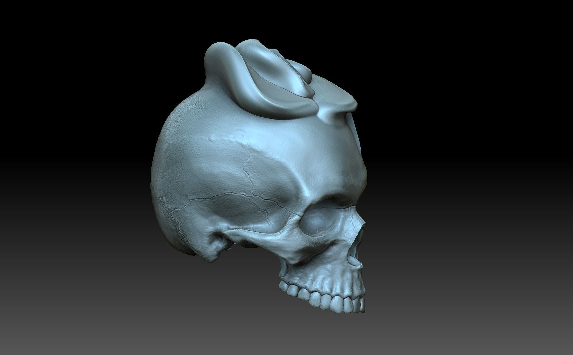 Skull with a rose 3D print model_4