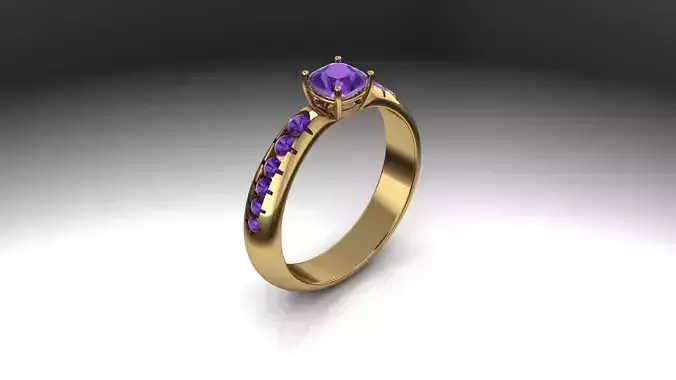 Purple Stone Gold Ring
