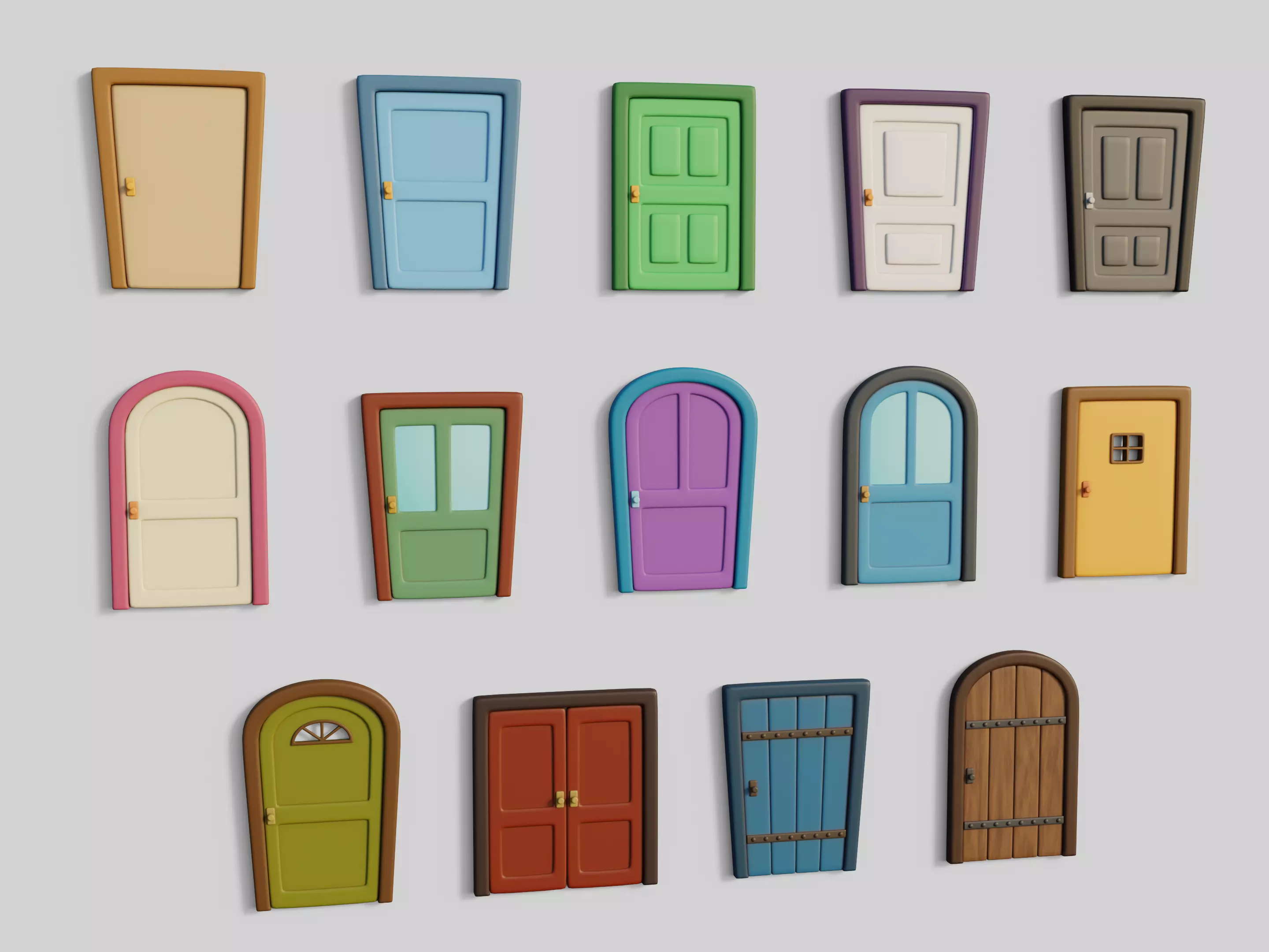Cartoon Doors Collection 3 Low-poly 3D model_0