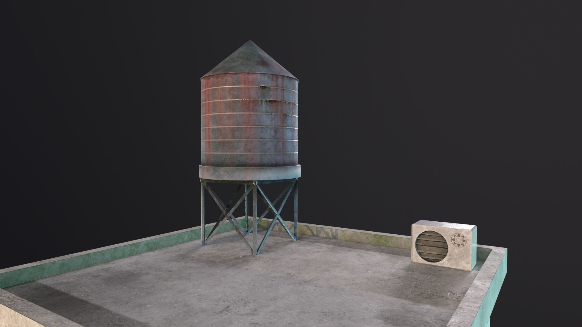 Stylized city burger cafe restaurant house game ready PBR Low-poly 3D model_25