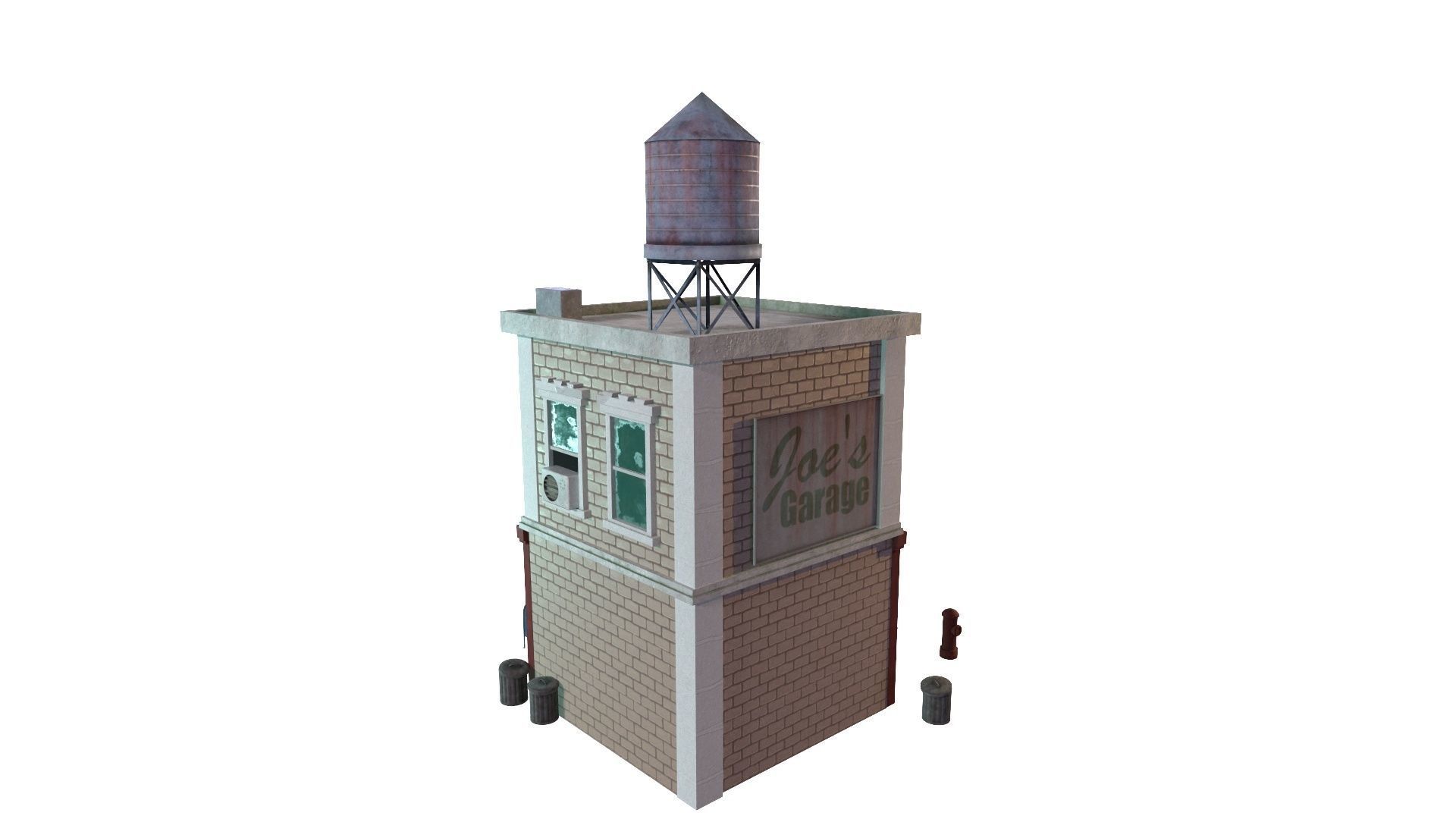 Stylized city burger cafe restaurant house game ready PBR Low-poly 3D model_8