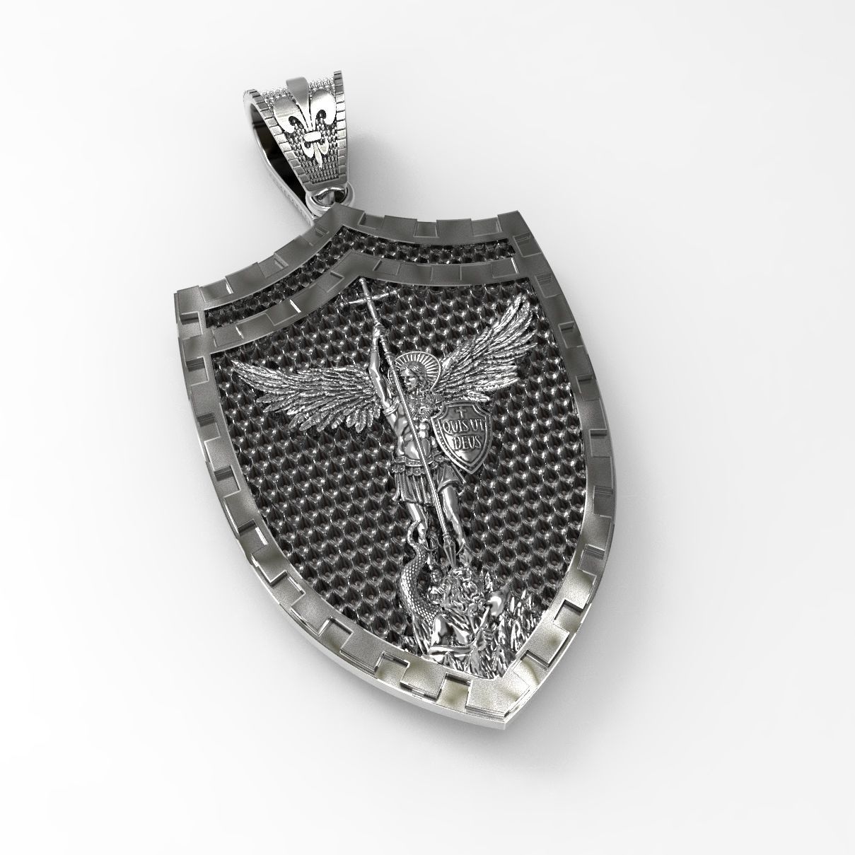St Michael Pendant Printable 3D print model_3