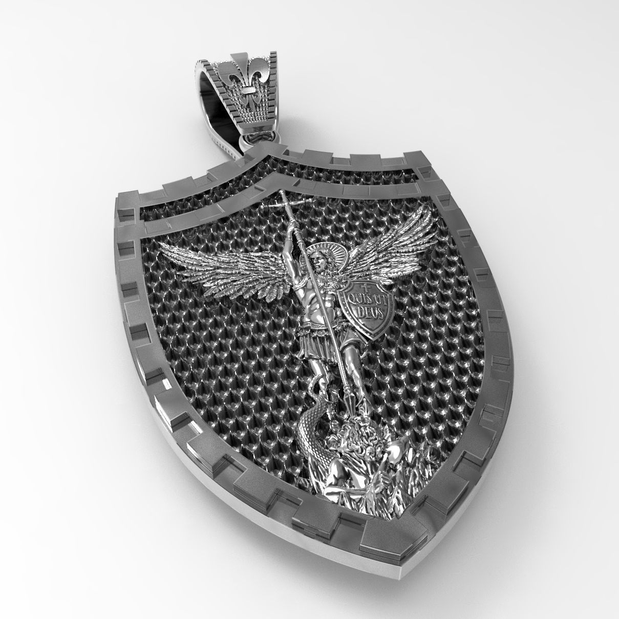 St Michael Pendant Printable 3D print model_1