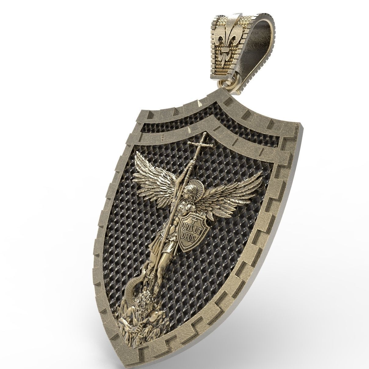 St Michael Pendant Printable 3D print model_4