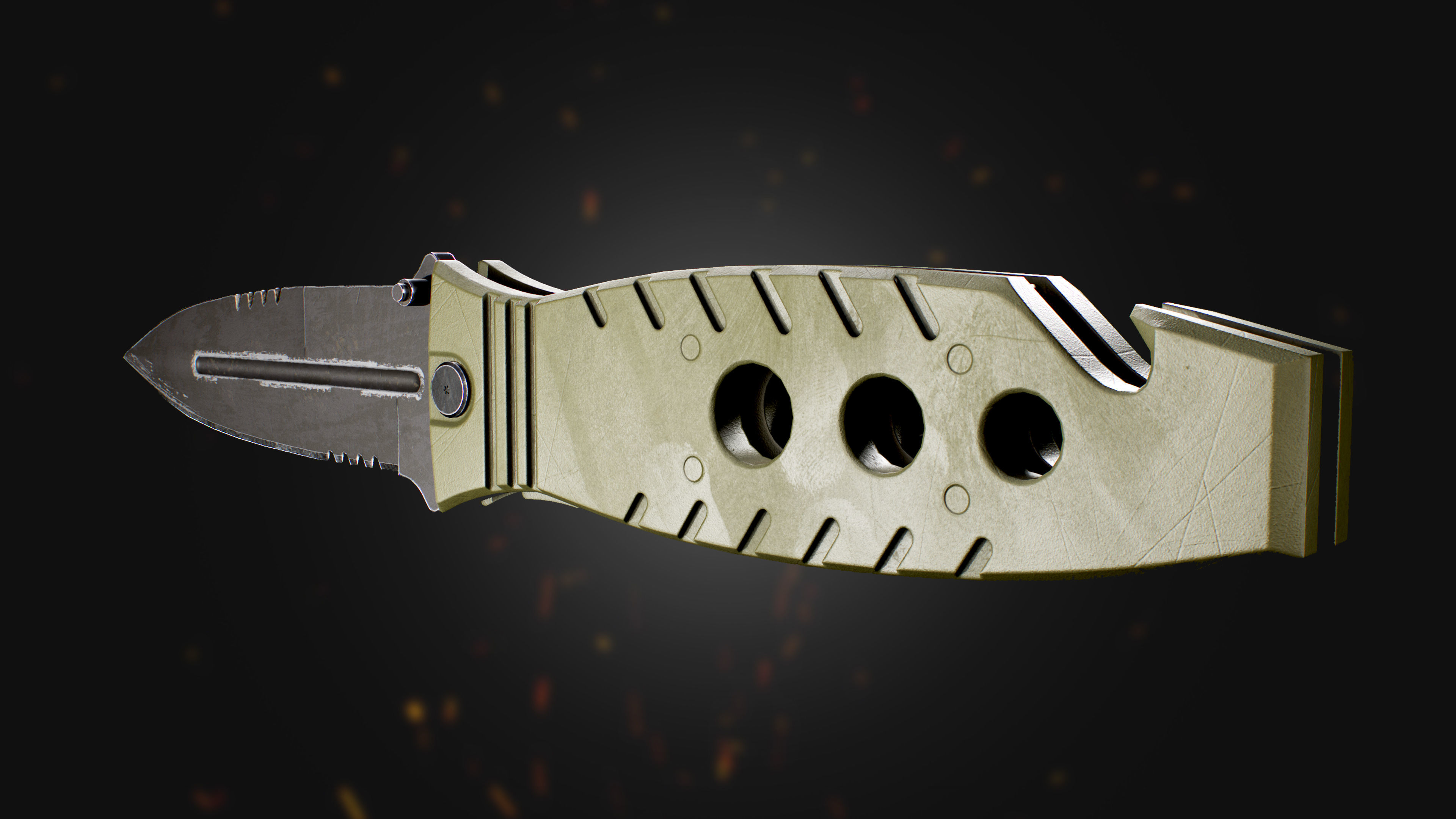 Military Tactical Knife lowpoly 3d game asset Free low-poly 3D model_4