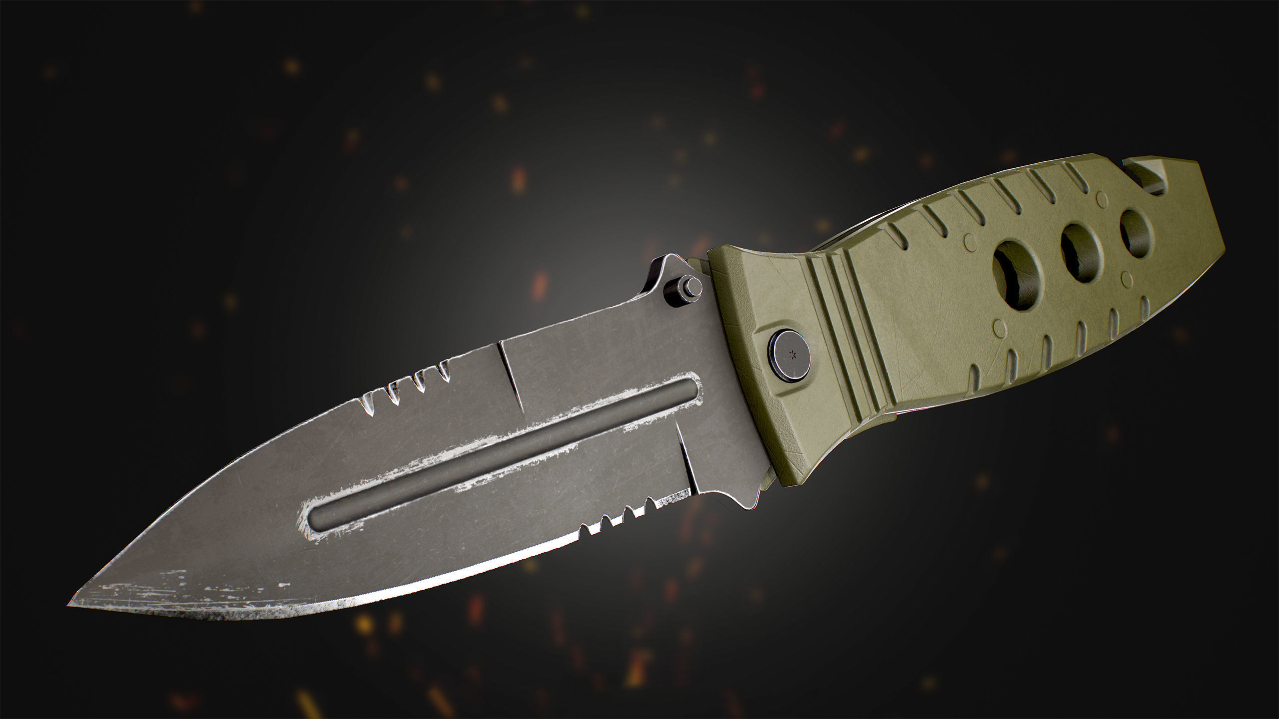 Military Tactical Knife lowpoly 3d game asset Free low-poly 3D model_5