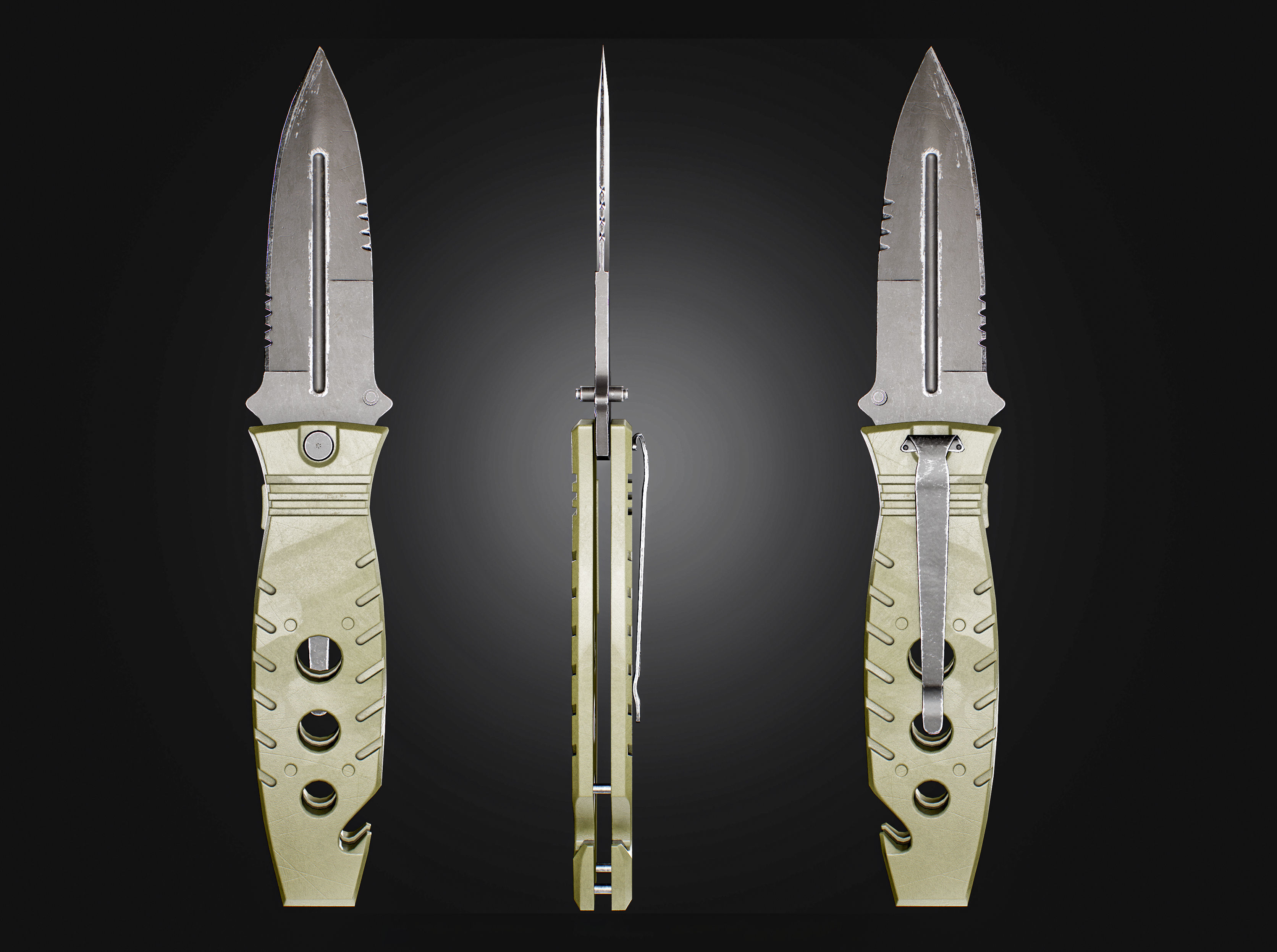 Military Tactical Knife lowpoly 3d game asset Free low-poly 3D model_6