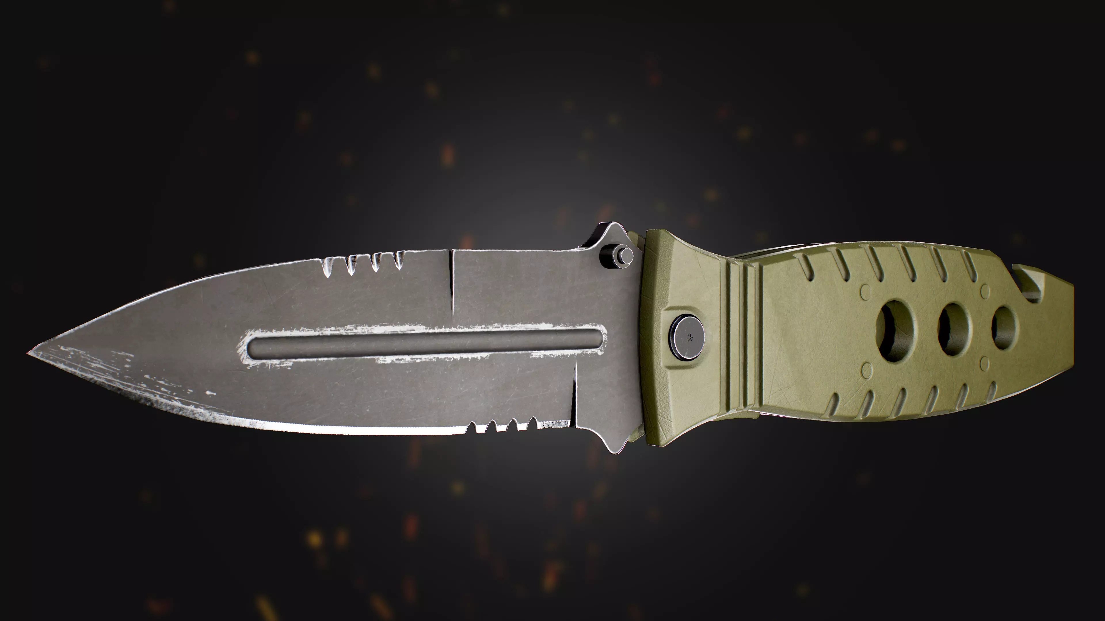 Military Tactical Knife lowpoly 3d game asset Free low-poly 3D model_0