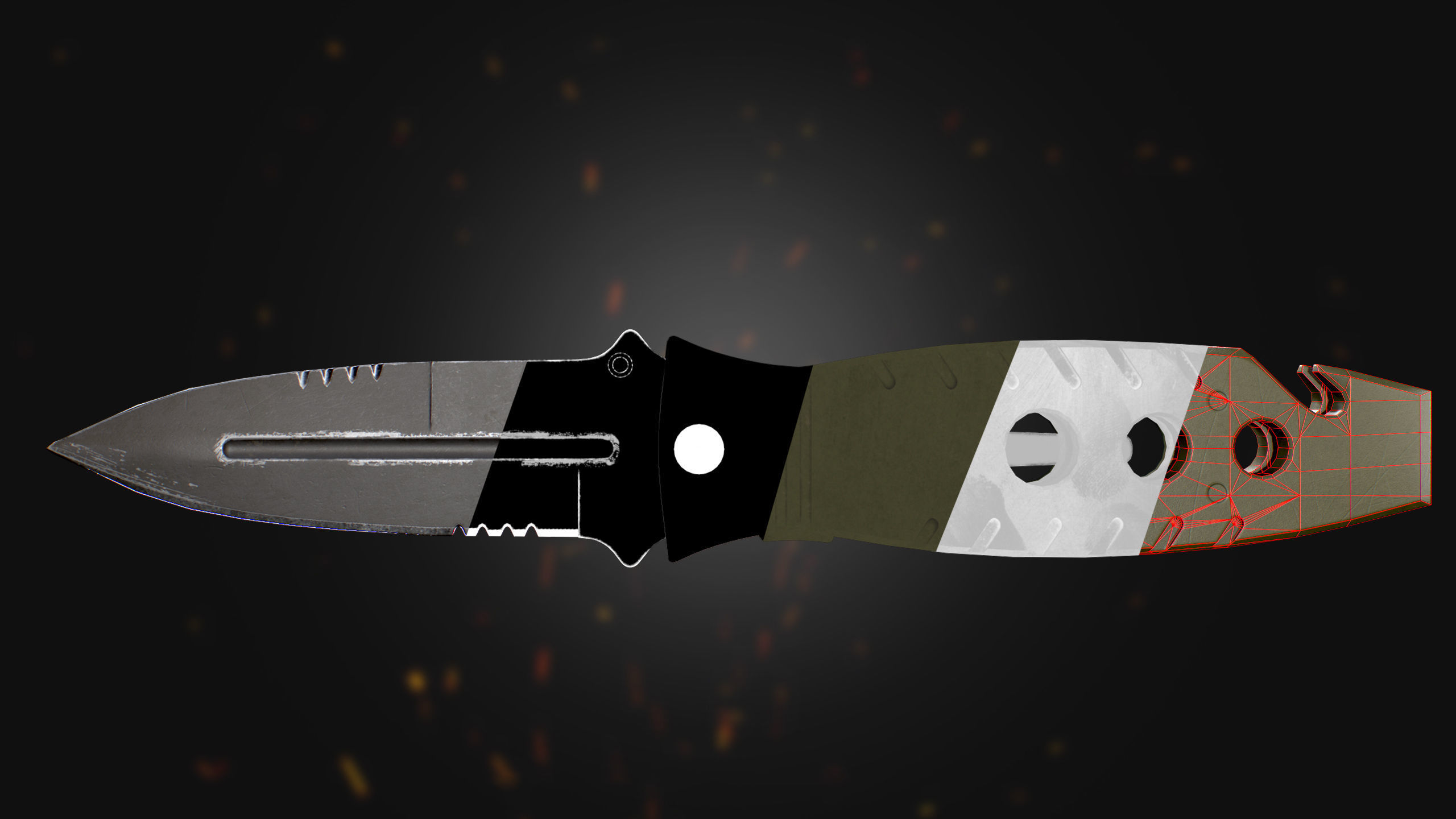 Military Tactical Knife lowpoly 3d game asset Free low-poly 3D model_7