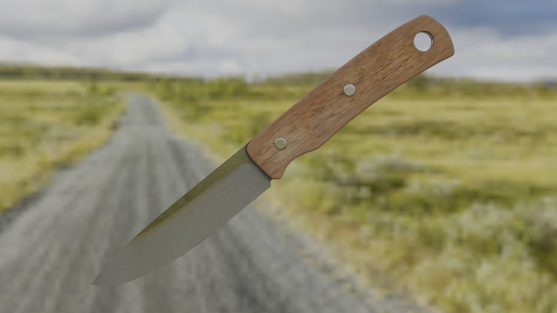 Tourist knife Hunting knife with textures and UVs 3D model_2