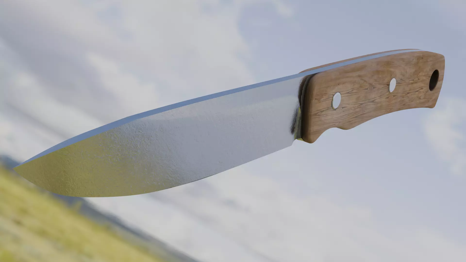 Tourist knife Hunting knife with textures and UVs 3D model_0