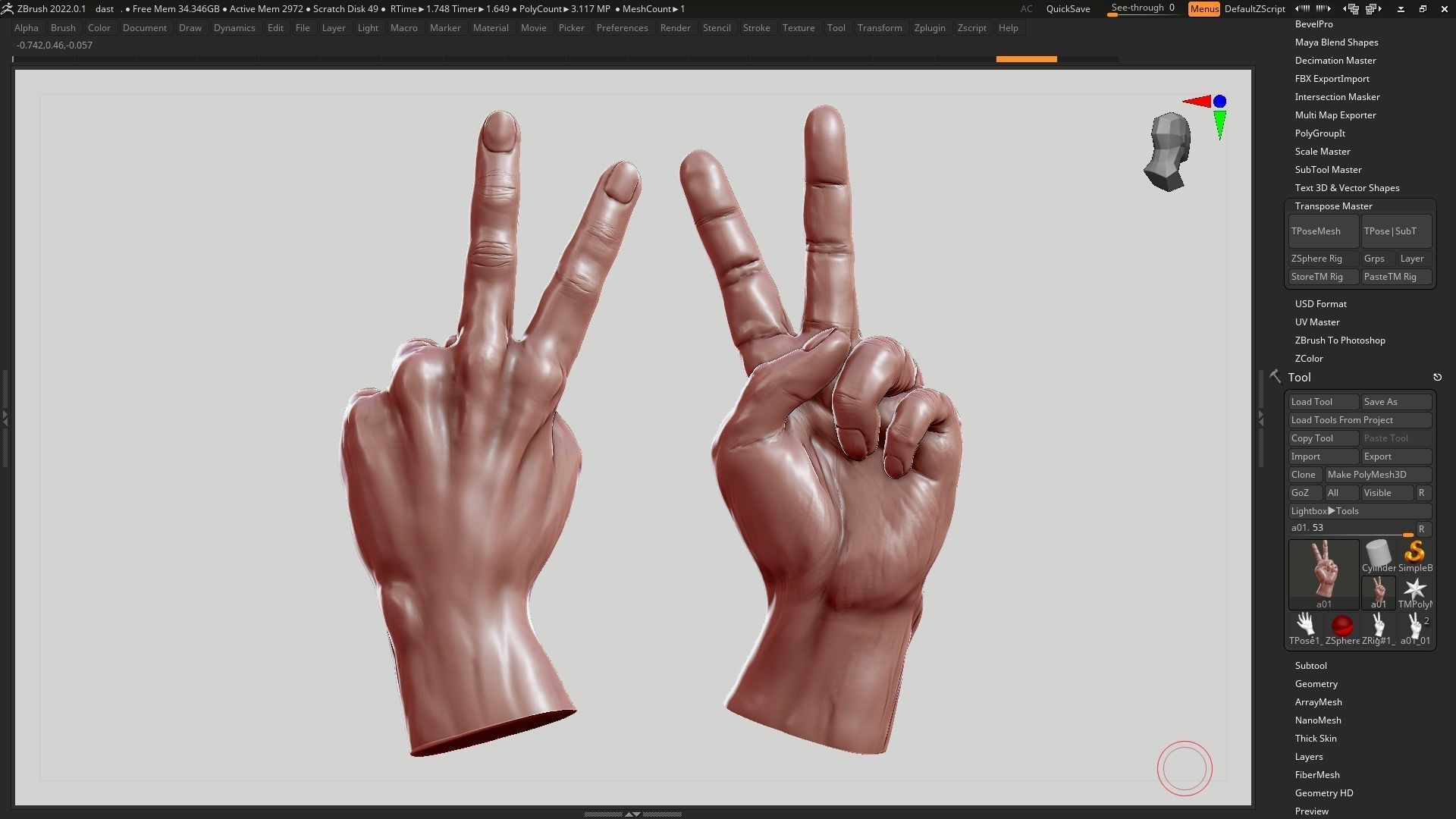 Hand pose 05 3d print model 3D print model_2