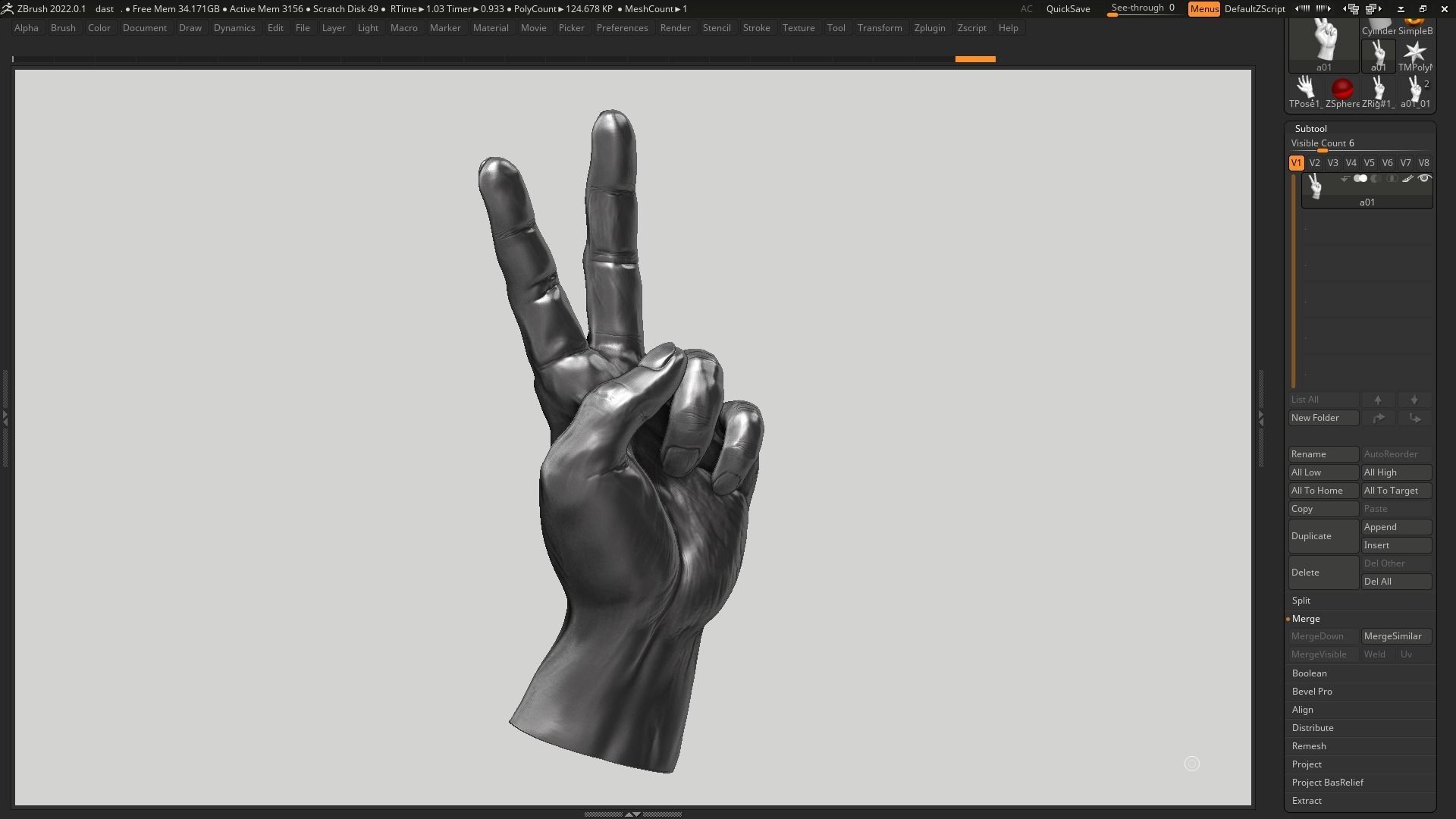 Hand pose 05 3d print model 3D print model_6