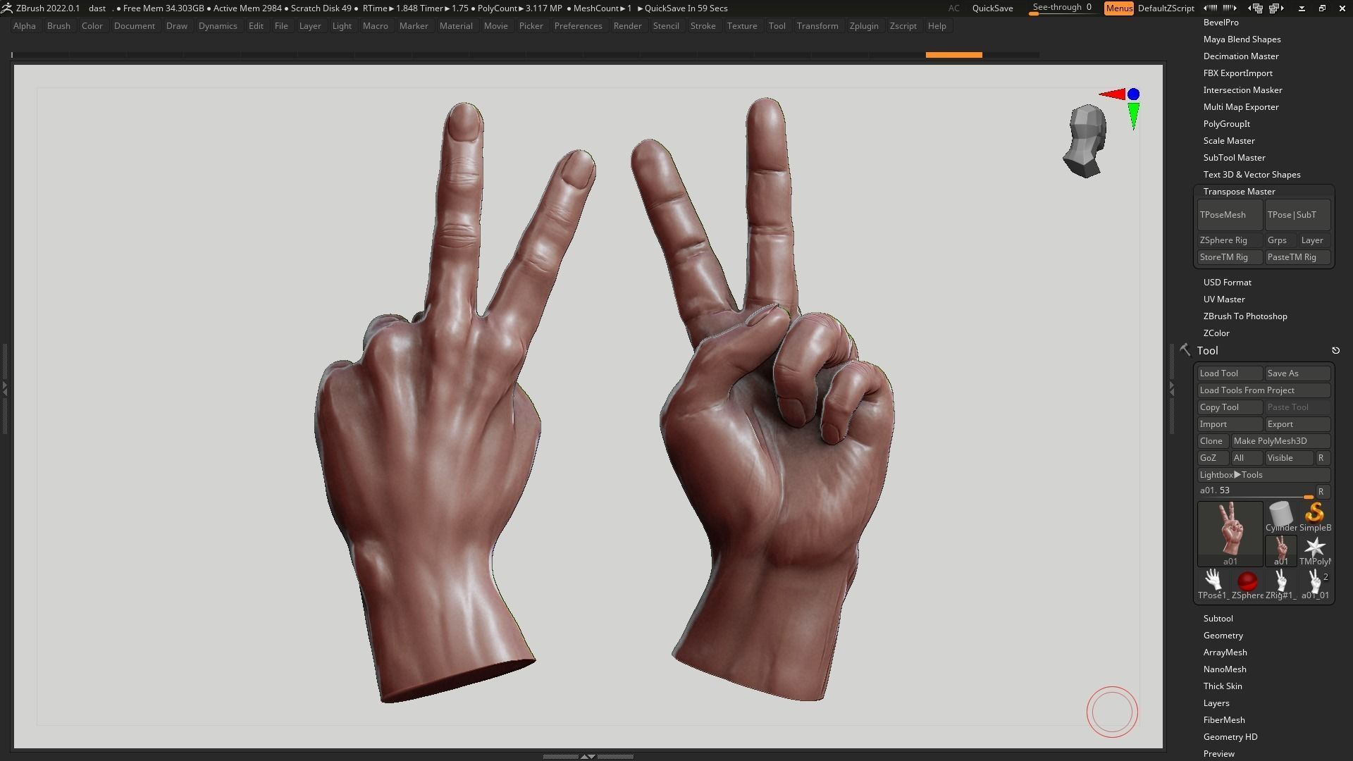 Hand pose 05 3d print model 3D print model_4