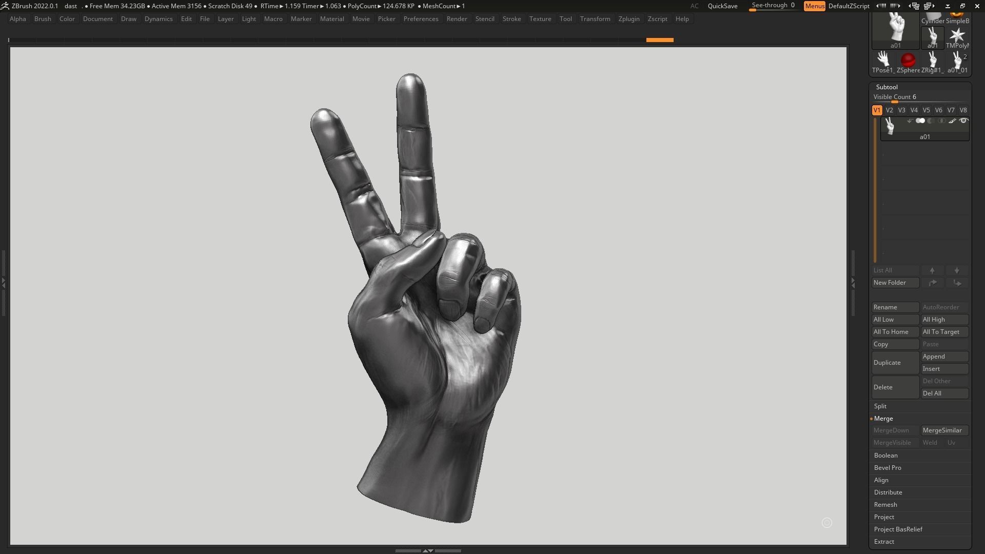 Hand pose 05 3d print model 3D print model_5