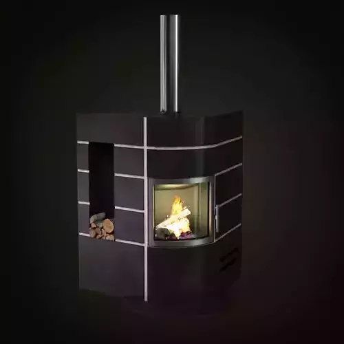 Modern Metal Striped Fireplace