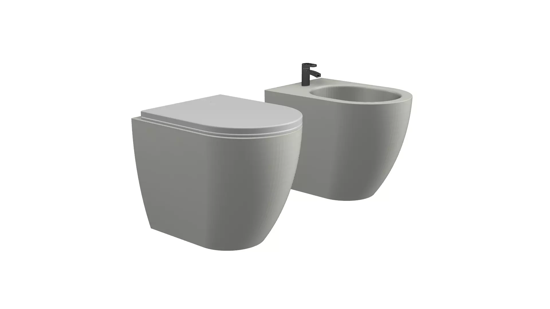 Modern toilet and bidet Free 3D model