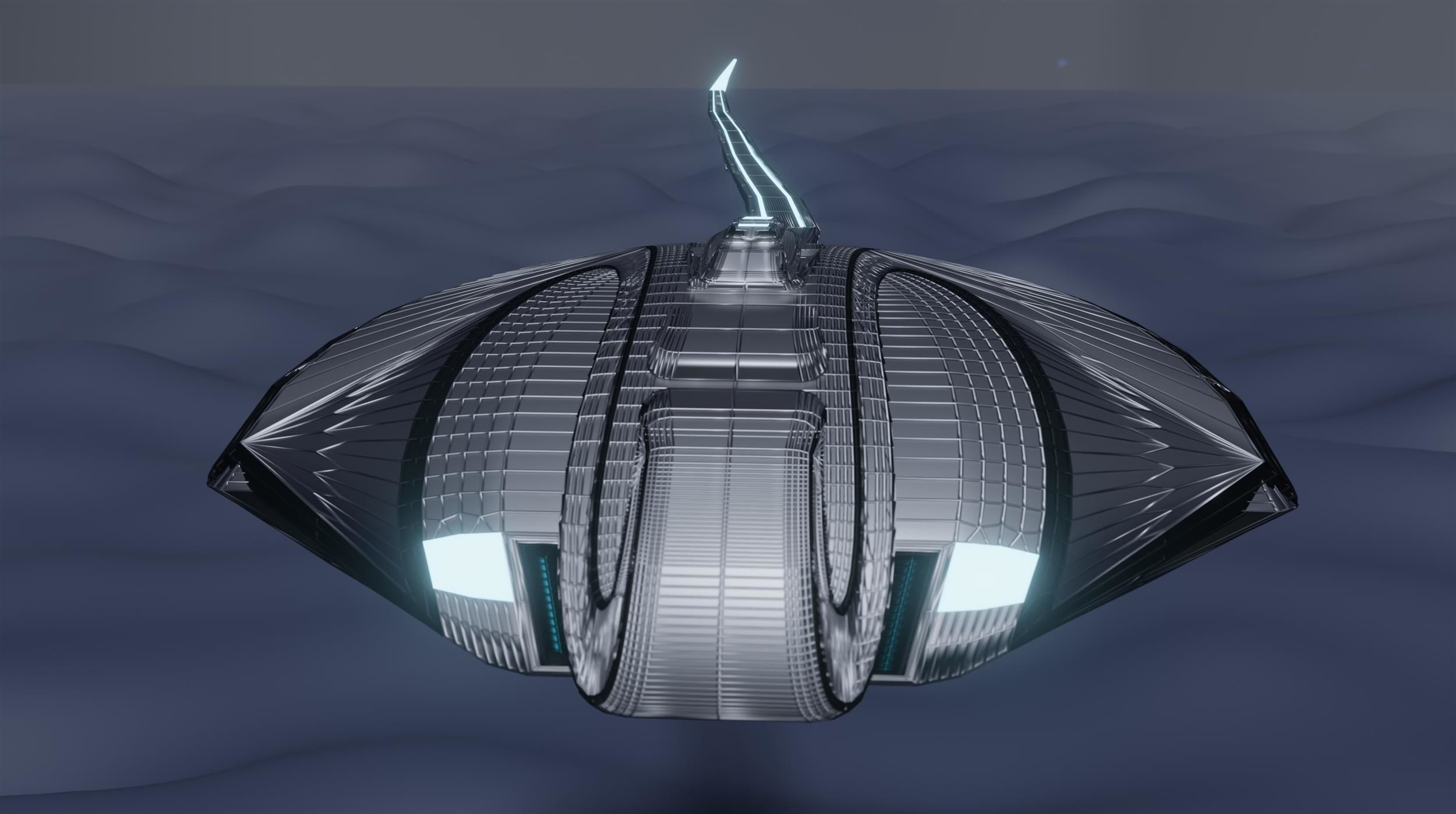 Sci-fi horseshoe crab scene 3D model_2