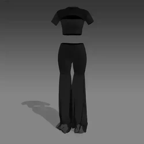 BLOUSE  AND PANT VUAL BLACK MATTE LOOK 3D model
