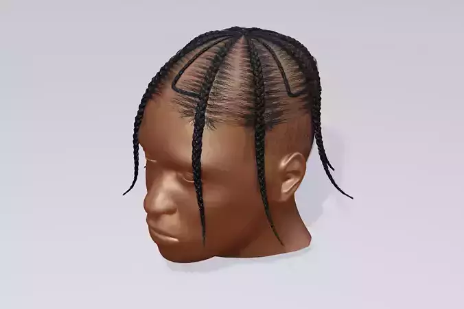 Male afro hair octopus braids  3d Model Low-poly 3D model