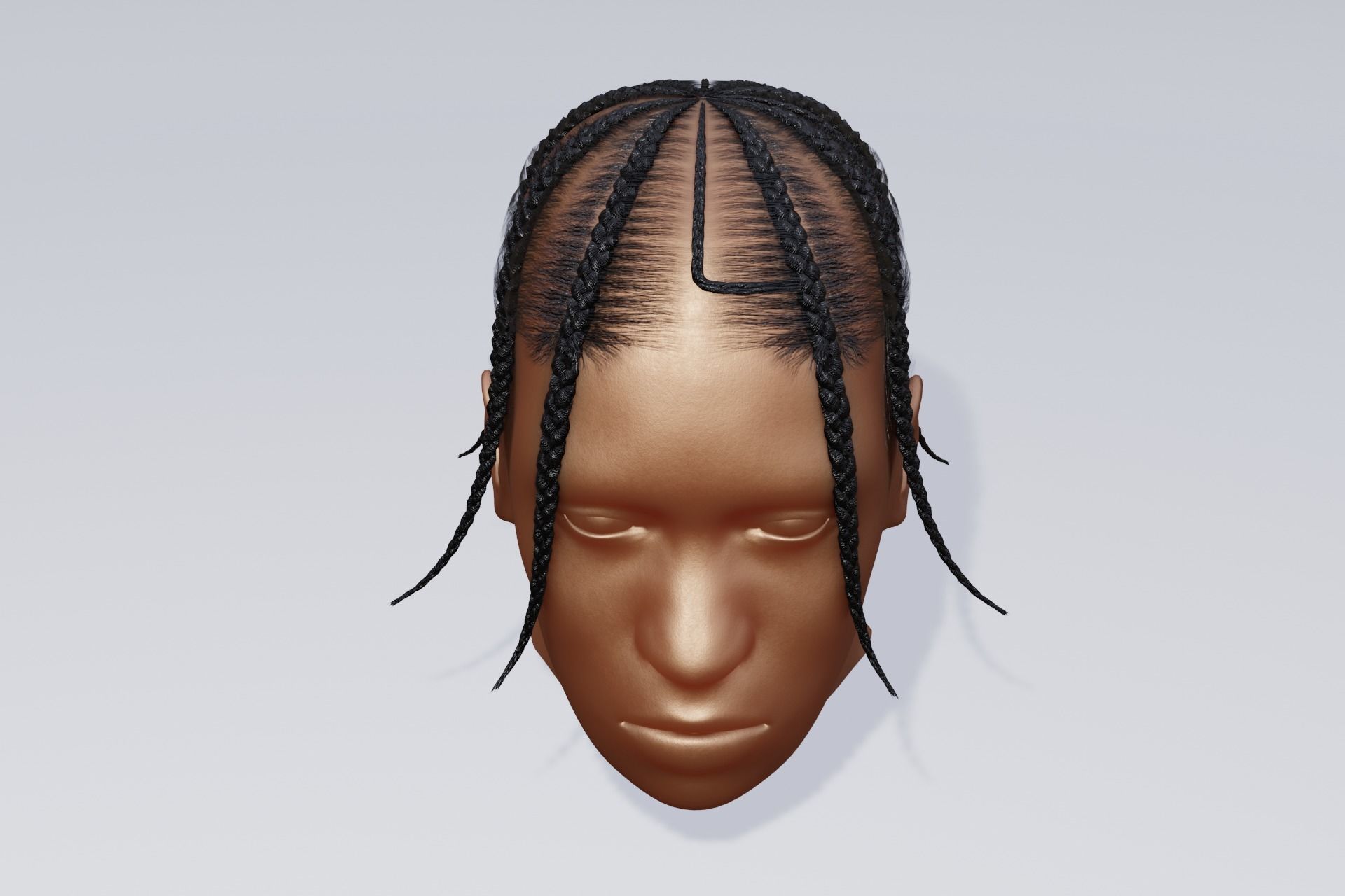 Male afro hair octopus braids  3d Model Low-poly 3D model_2