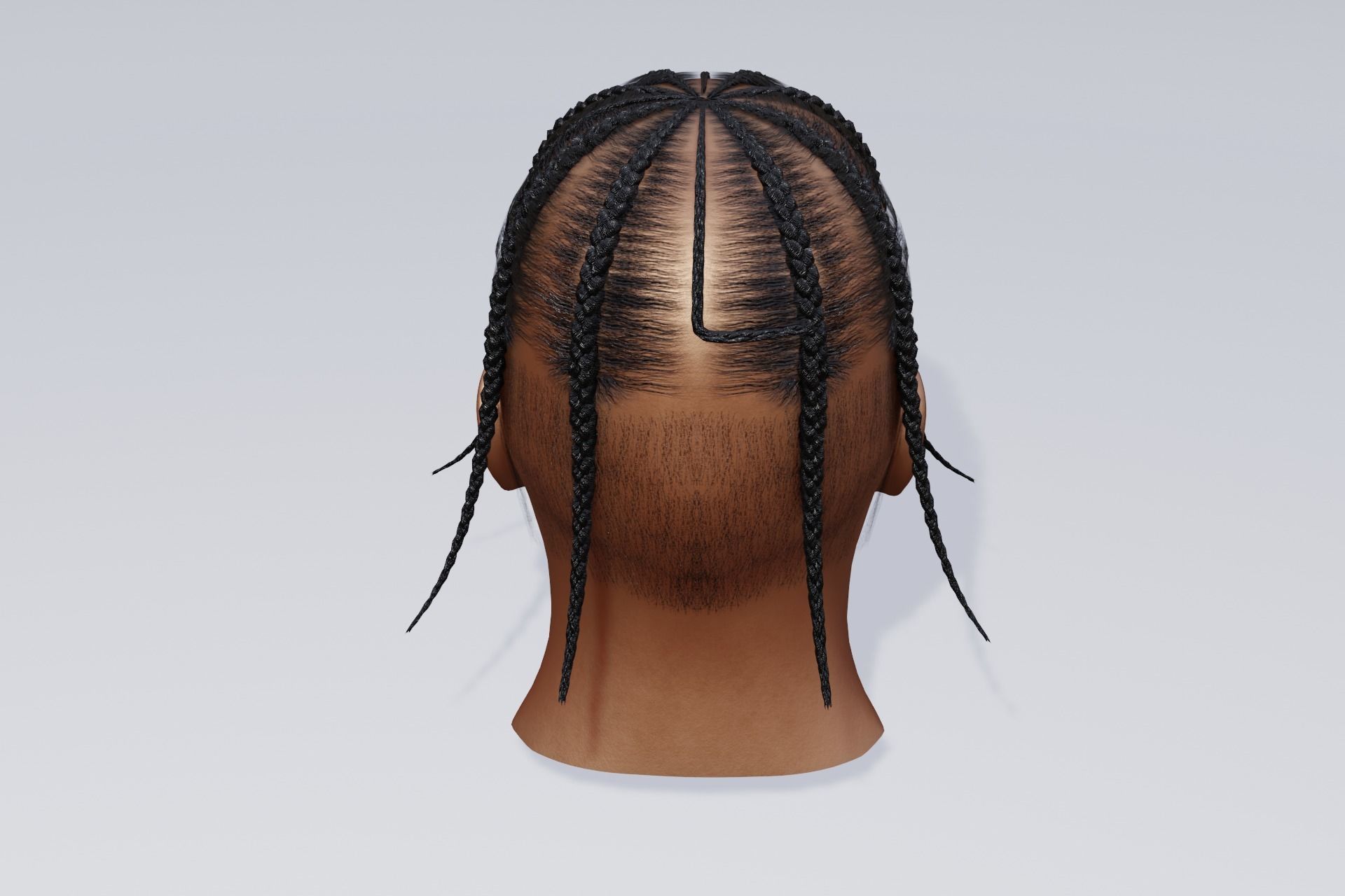 Male afro hair octopus braids  3d Model Low-poly 3D model_5