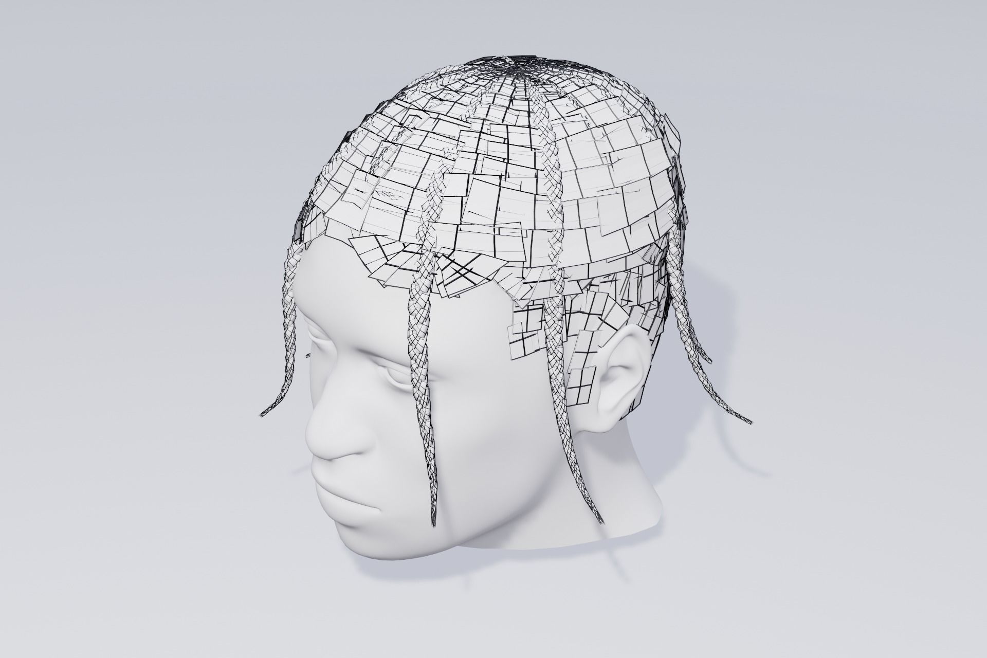 Male afro hair octopus braids  3d Model Low-poly 3D model_6
