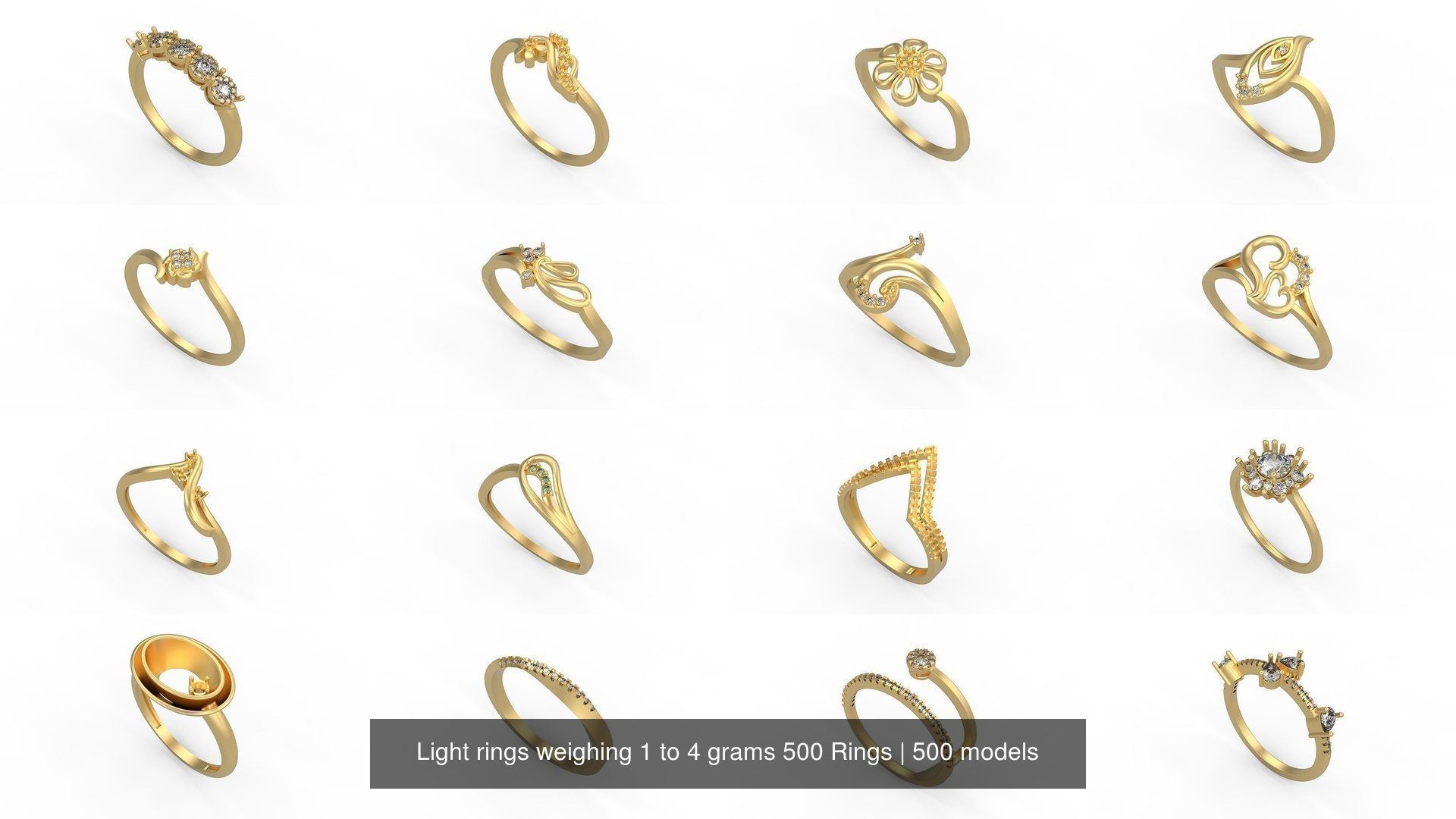 Light rings weighing 1 to 4 grams 500 Rings 3D Model Collection_76