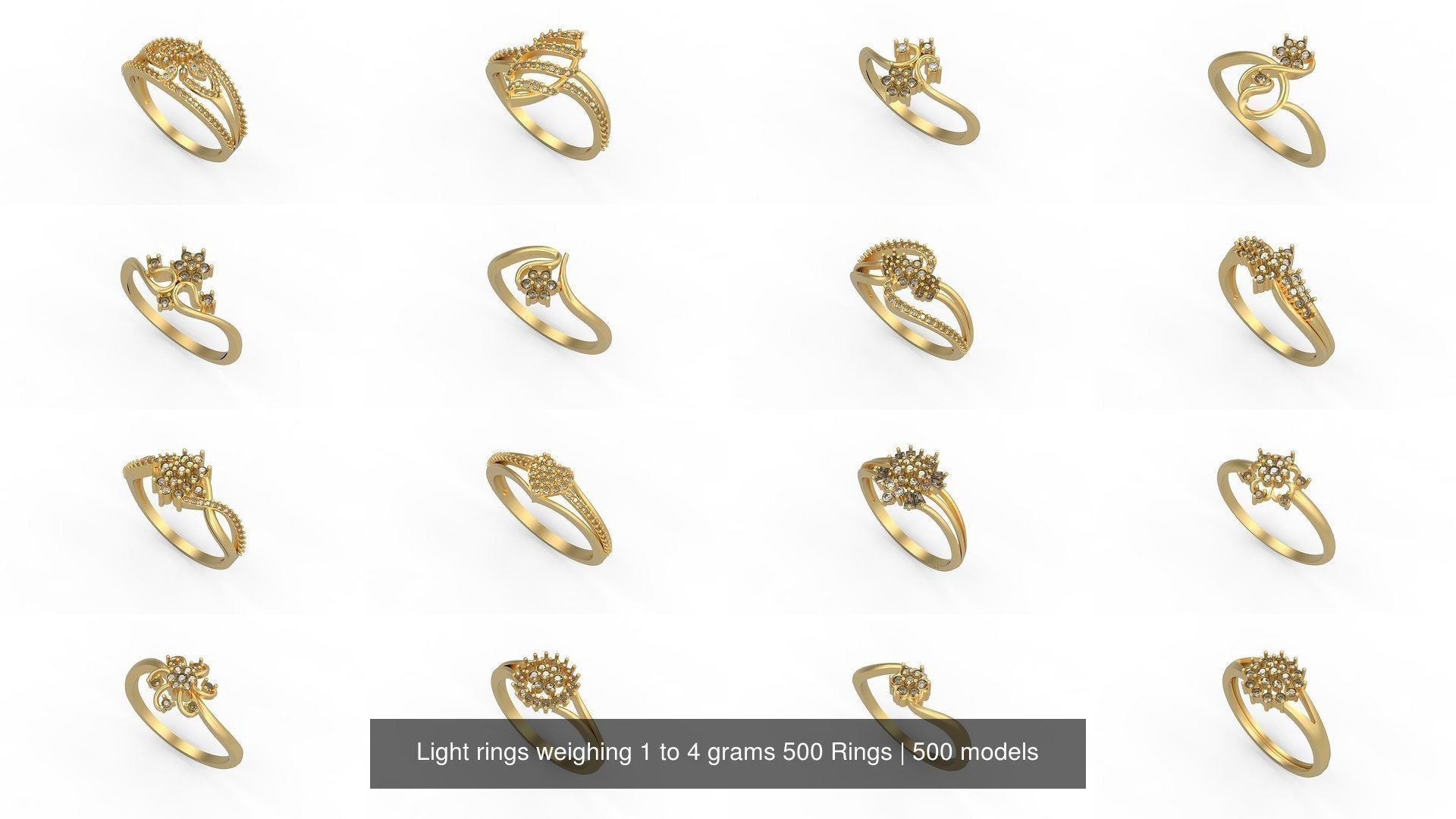 Light rings weighing 1 to 4 grams 500 Rings 3D Model Collection_46