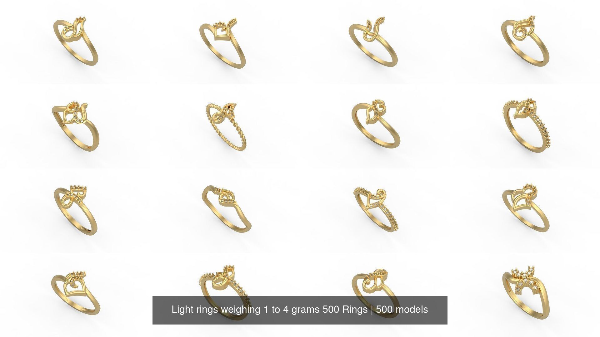Light rings weighing 1 to 4 grams 500 Rings 3D Model Collection_25