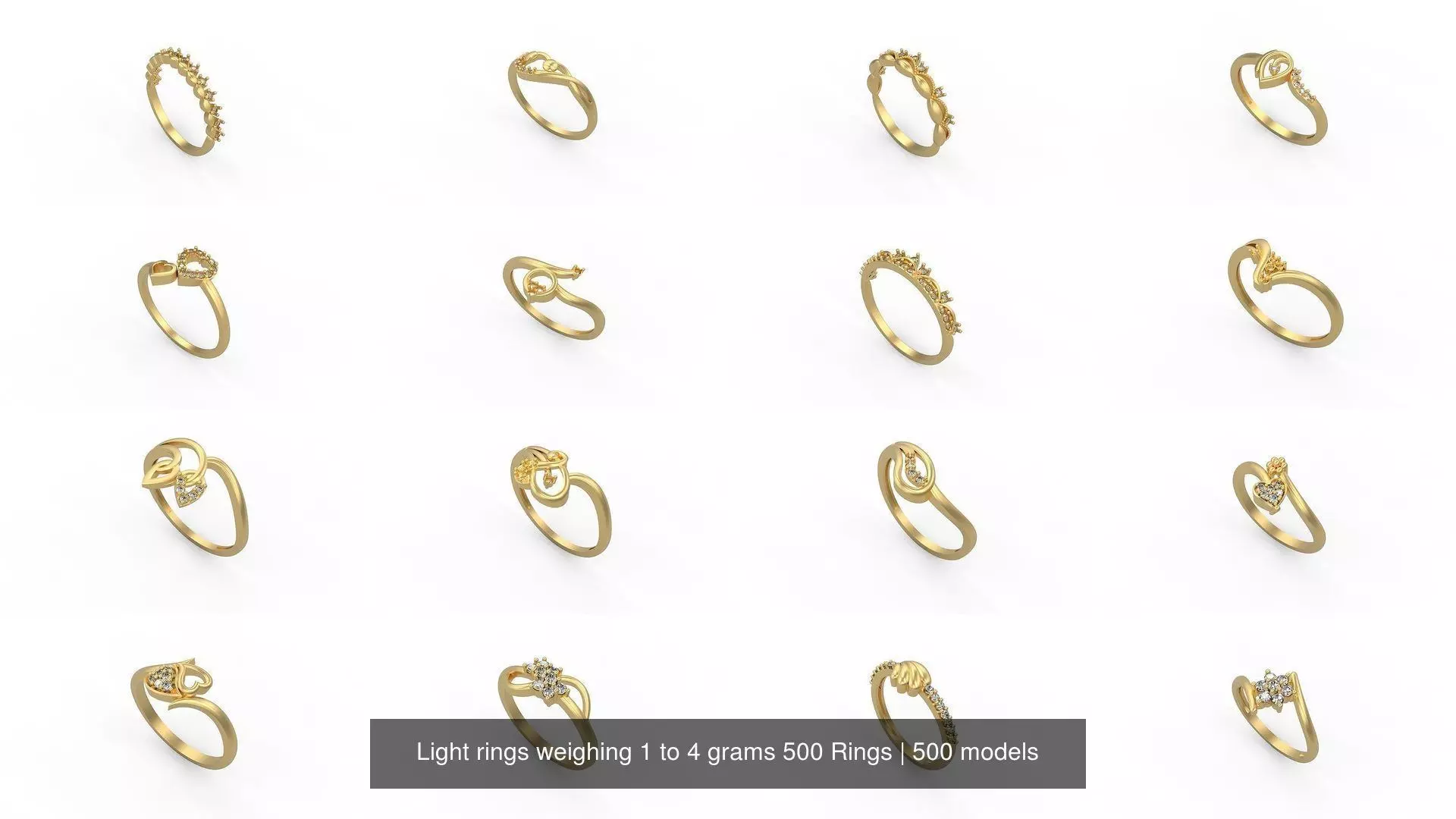 Light rings weighing 1 to 4 grams 500 Rings 3D Model Collection_0