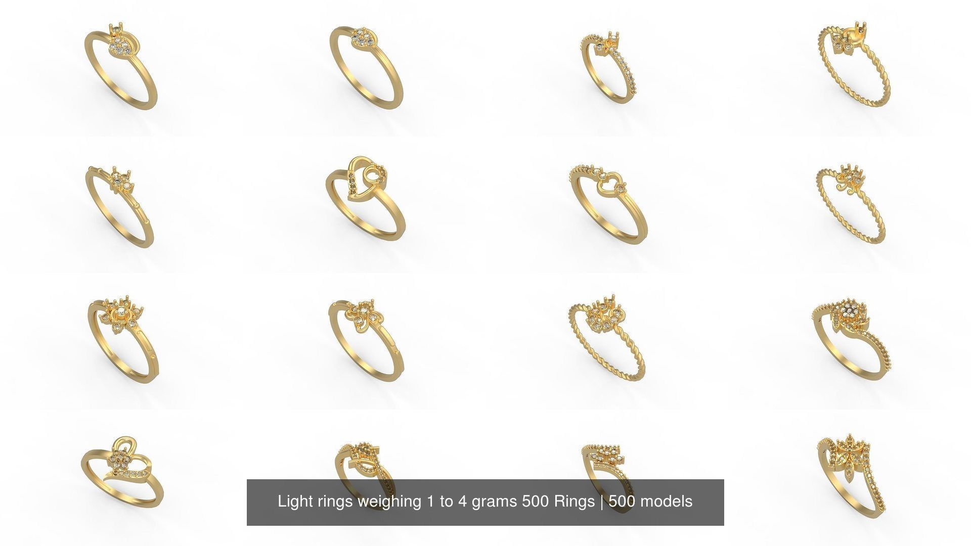 Light rings weighing 1 to 4 grams 500 Rings 3D Model Collection_14