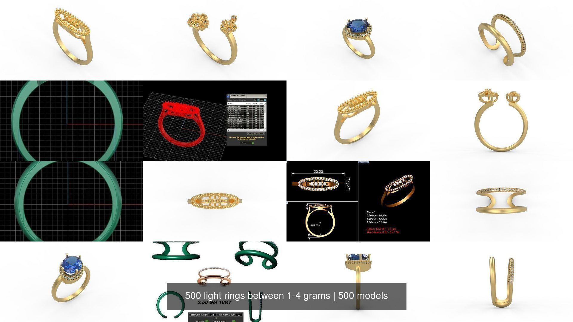 Light rings weighing 1 to 4 grams 500 Rings 3D Model Collection_80