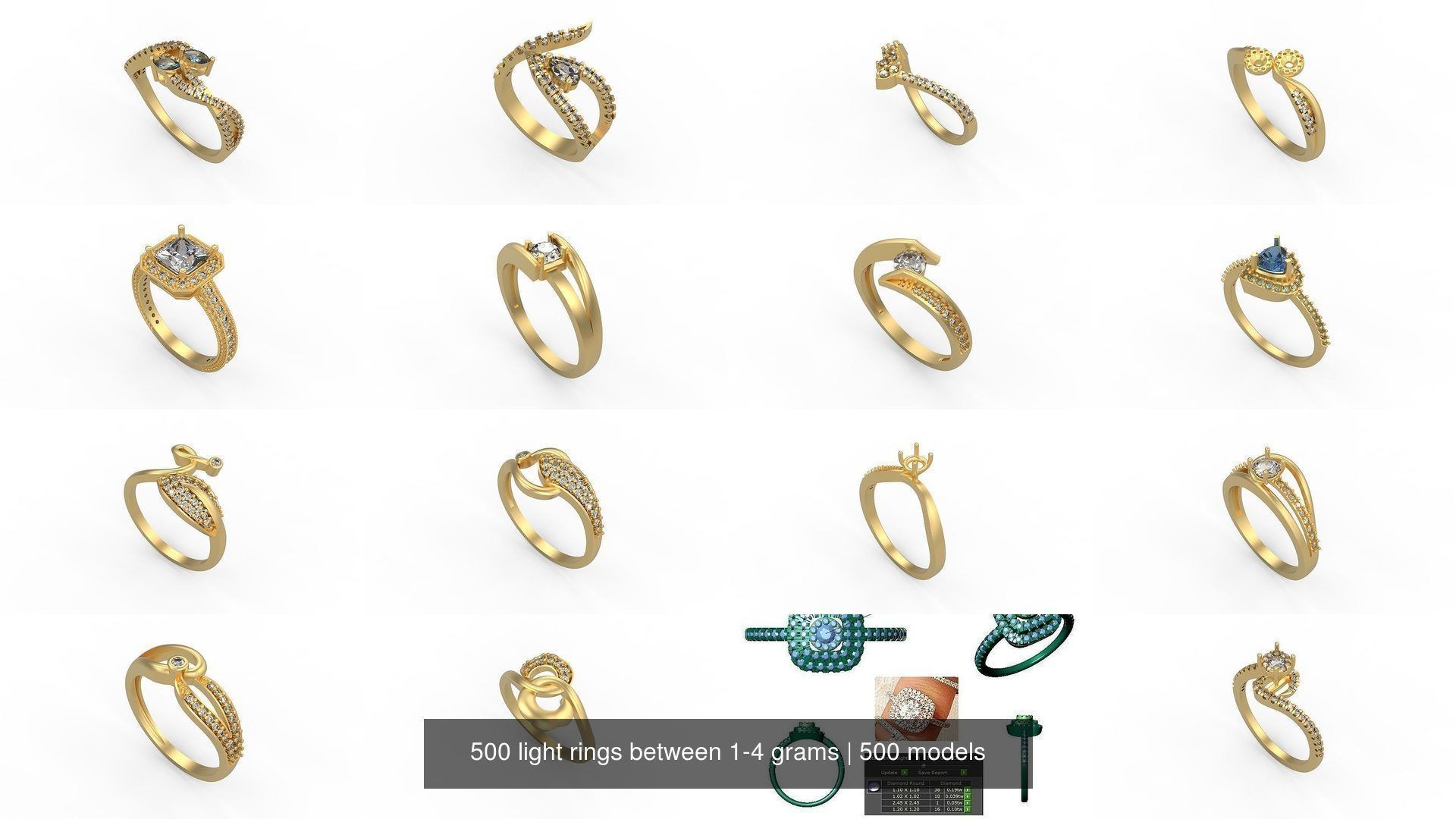 Light rings weighing 1 to 4 grams 500 Rings 3D Model Collection_77