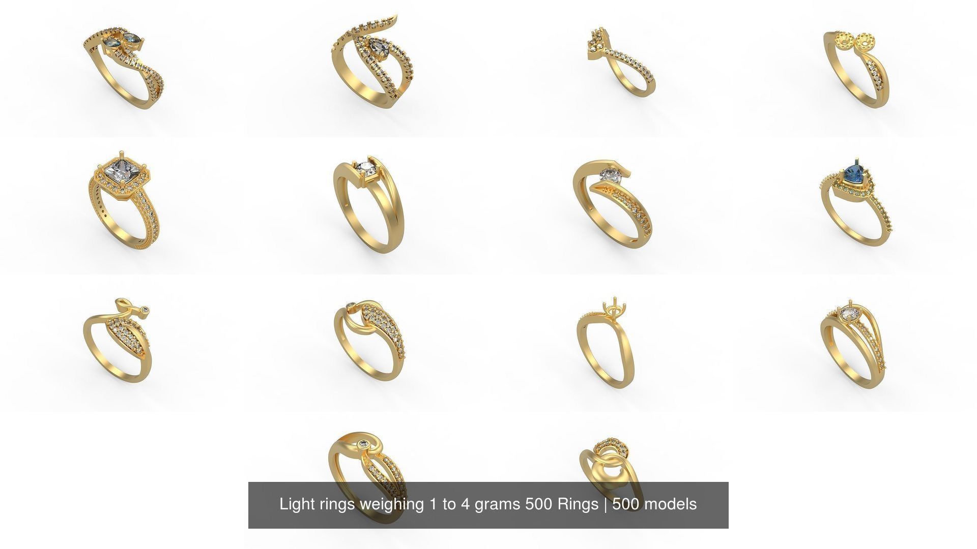 Light rings weighing 1 to 4 grams 500 Rings 3D Model Collection_79